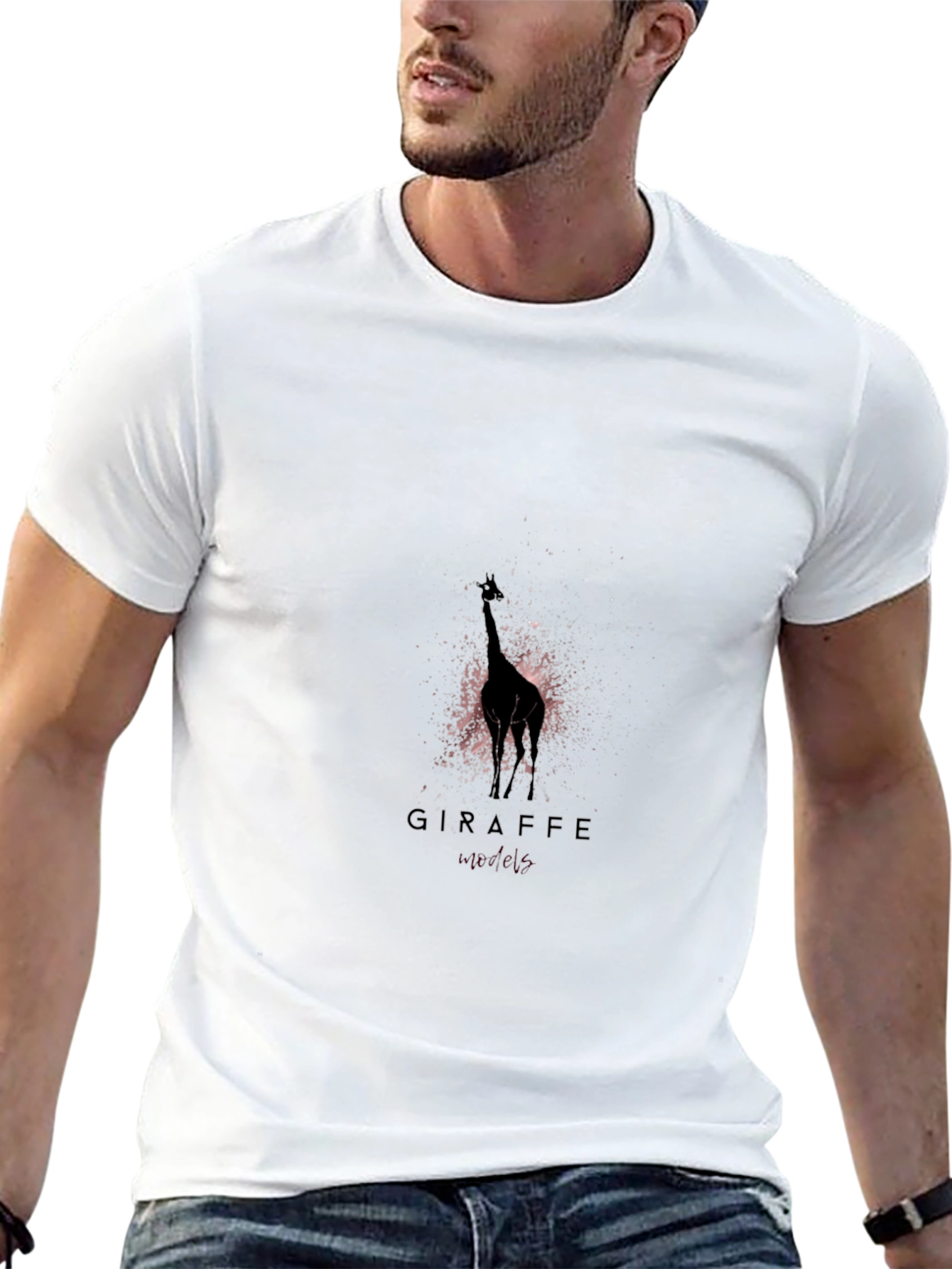 Giraffe Silhouette Graphic T-Shirt - Black
