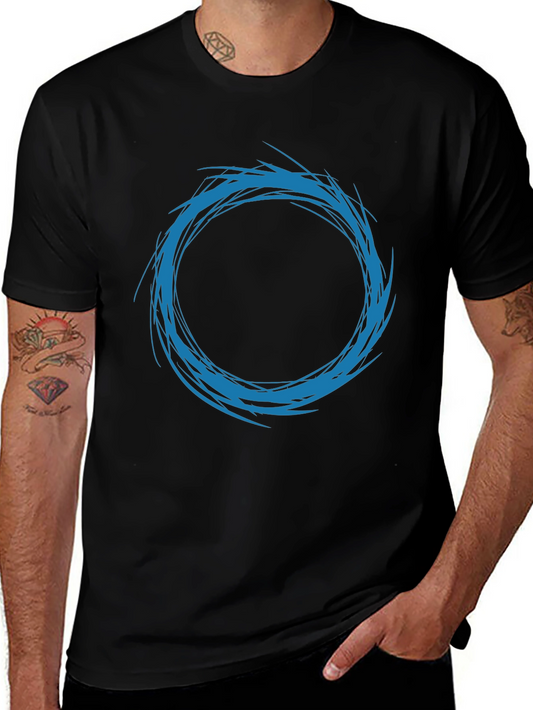 Abstract Circle Design T-Shirt - Black