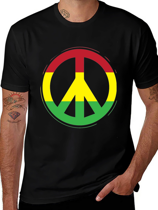 Rasta Peace Sign Graphic Tee - Reggae Style