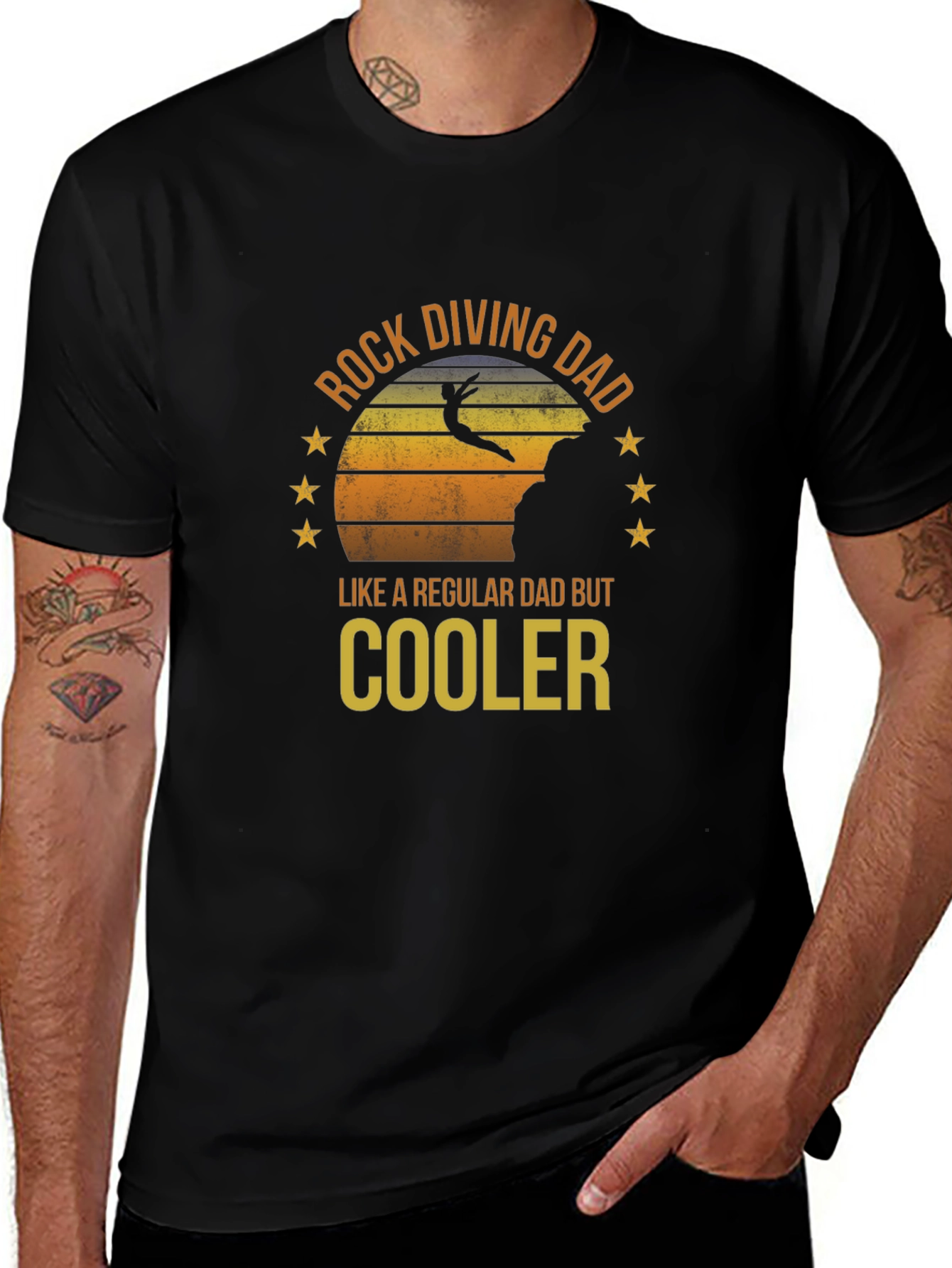 Rock Diving Dad T-Shirt - Cool Dad Tee