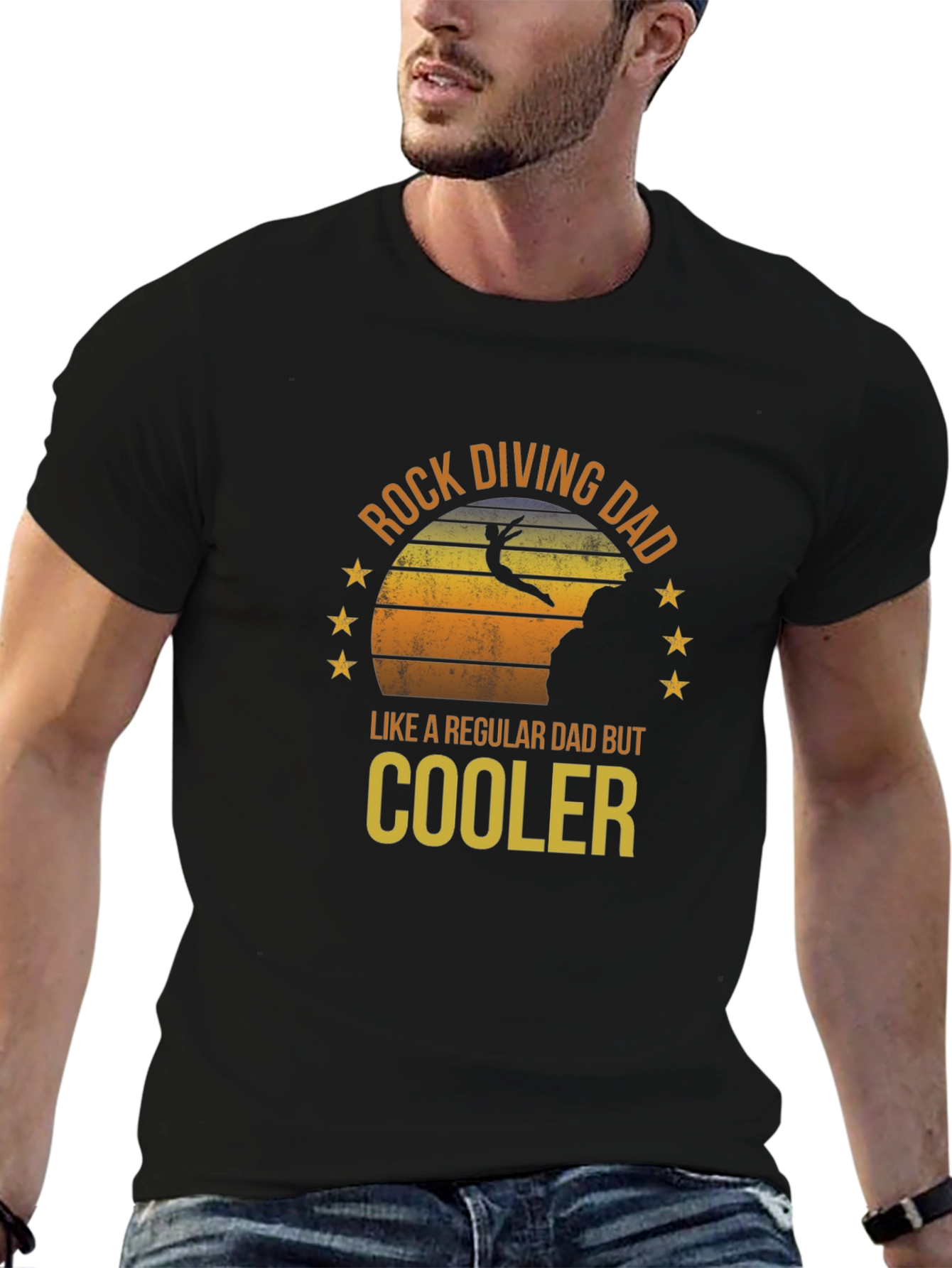 Rock Diving Dad T-Shirt - Cool Dad Tee