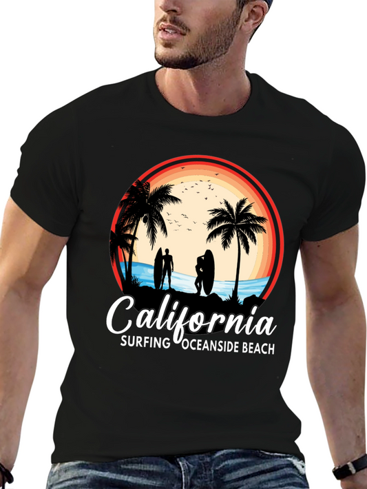 California Surfing Oceanside Beach Graphic Tee
