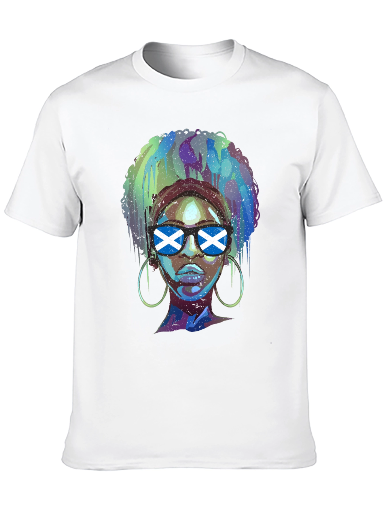 Scotland Flag Afro Girl Graphic T-Shirt