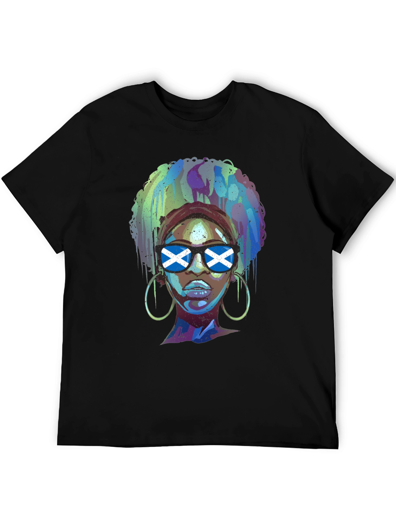 Scotland Flag Afro Girl Graphic T-Shirt