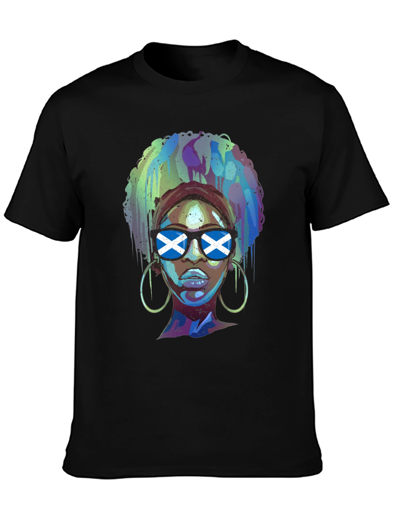 Scotland Flag Afro Girl Graphic T-Shirt