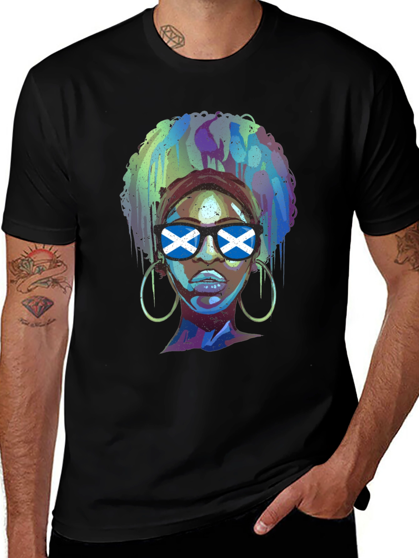 Scotland Flag Afro Girl Graphic T-Shirt