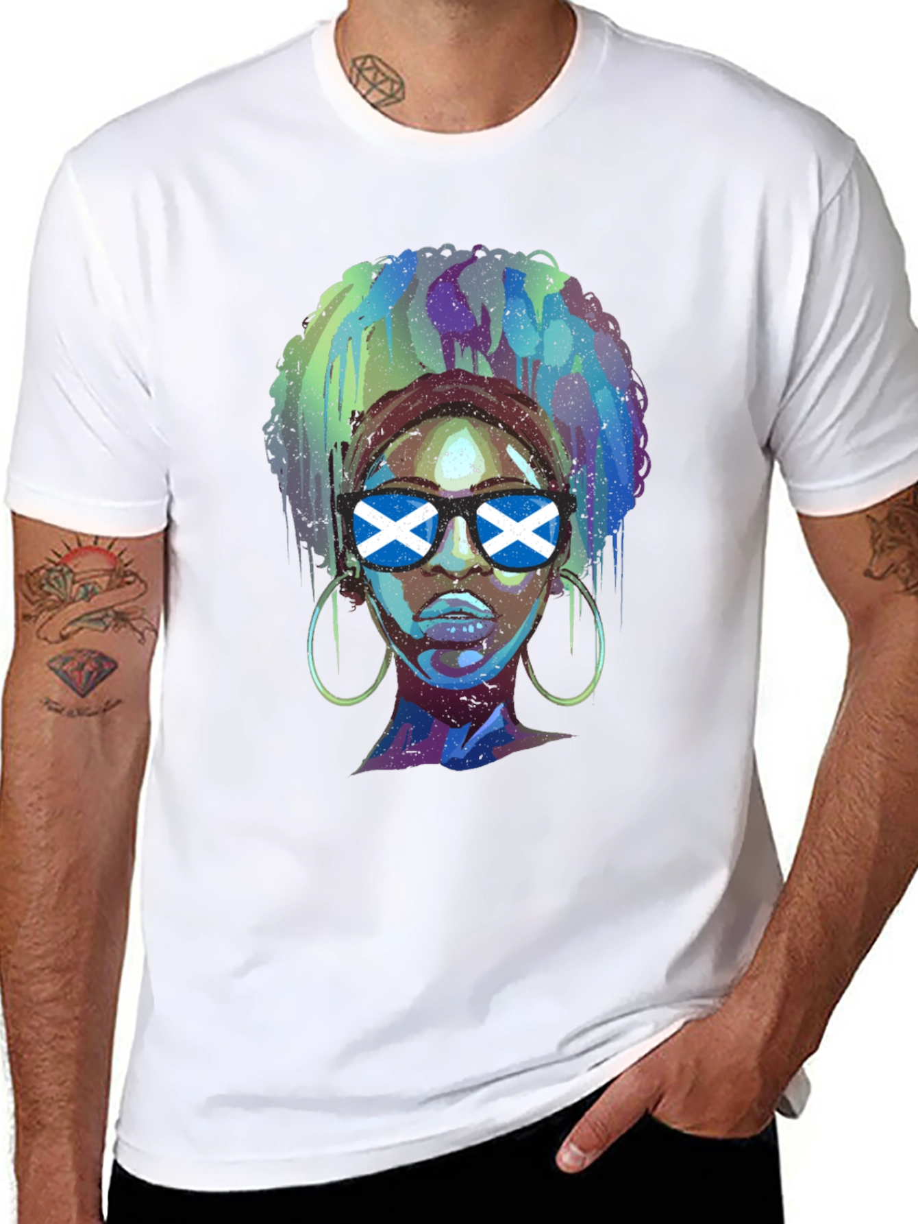 Scotland Flag Afro Girl Graphic T-Shirt
