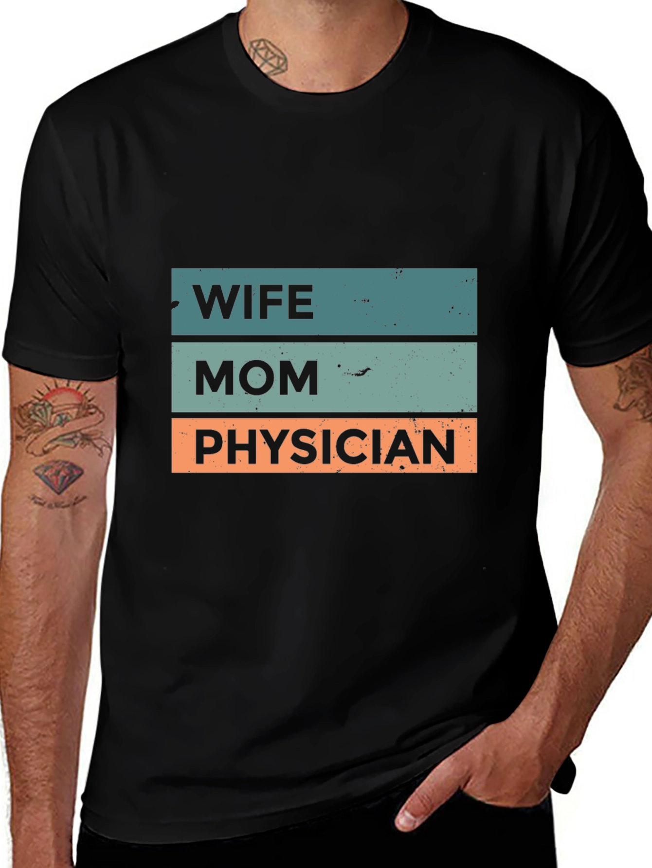 Wife Mom Physician Graphic Tee - Black Cotton T-Shirt