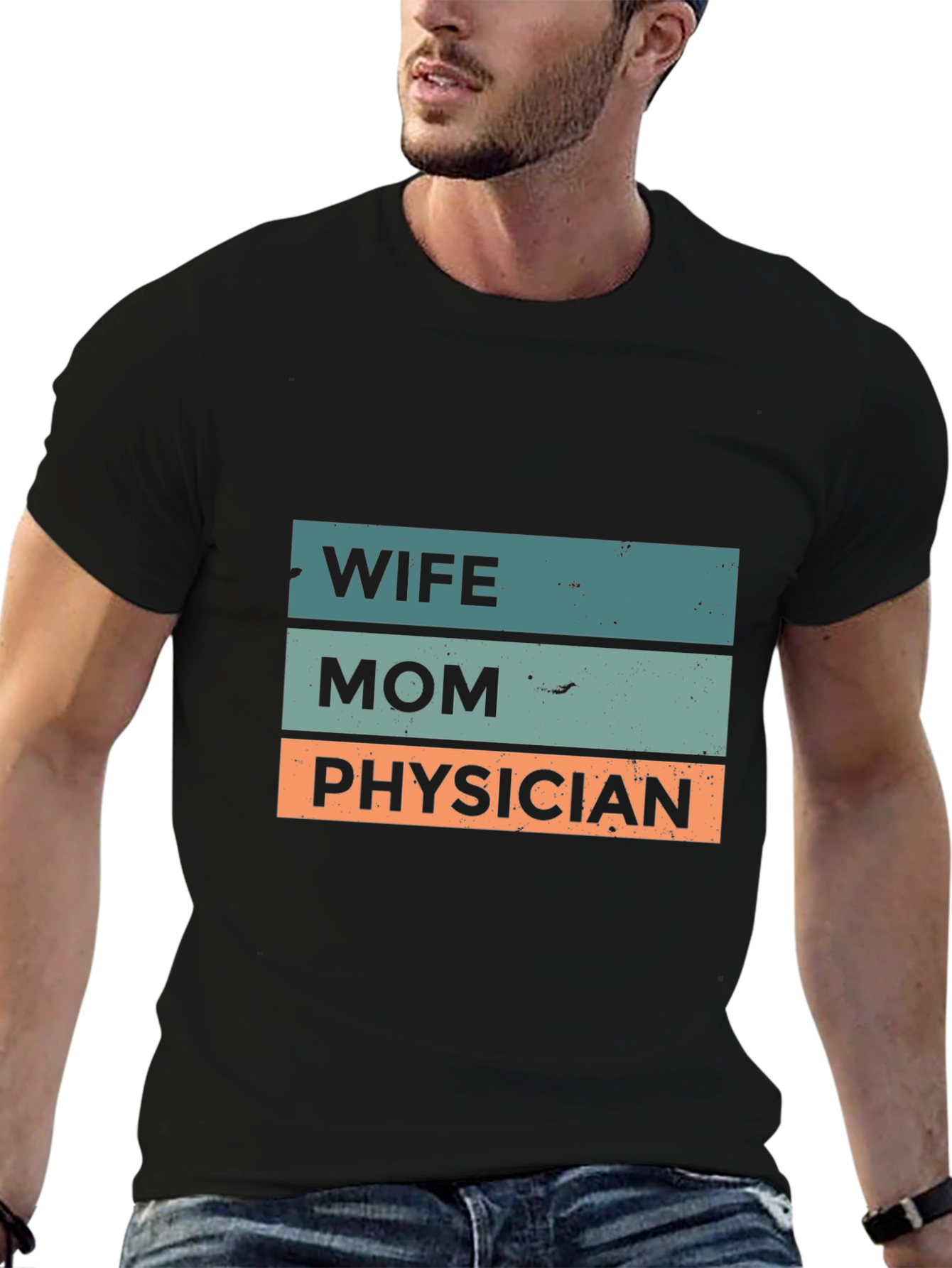 Wife Mom Physician Graphic Tee - Black Cotton T-Shirt