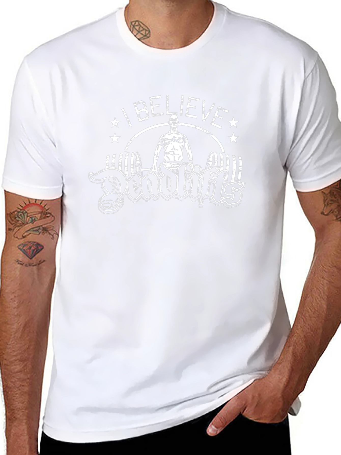 I Believe in Deadlifts Black Graphic Tee