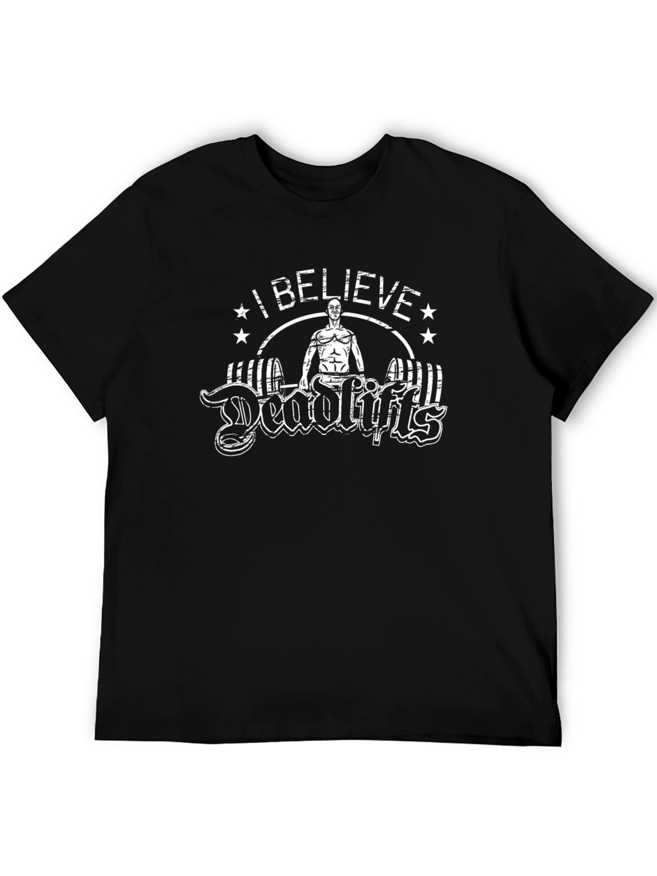 I Believe in Deadlifts Black Graphic Tee