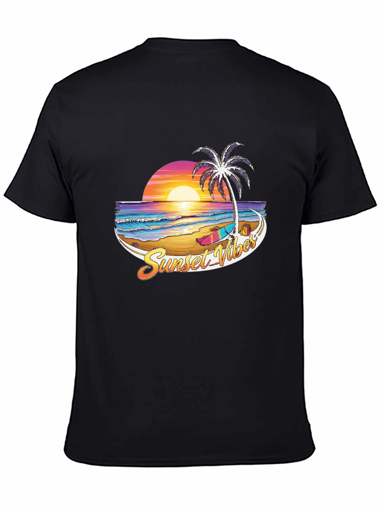 Sunset Vibes Graphic T-Shirt - Beach Palm Tree Design