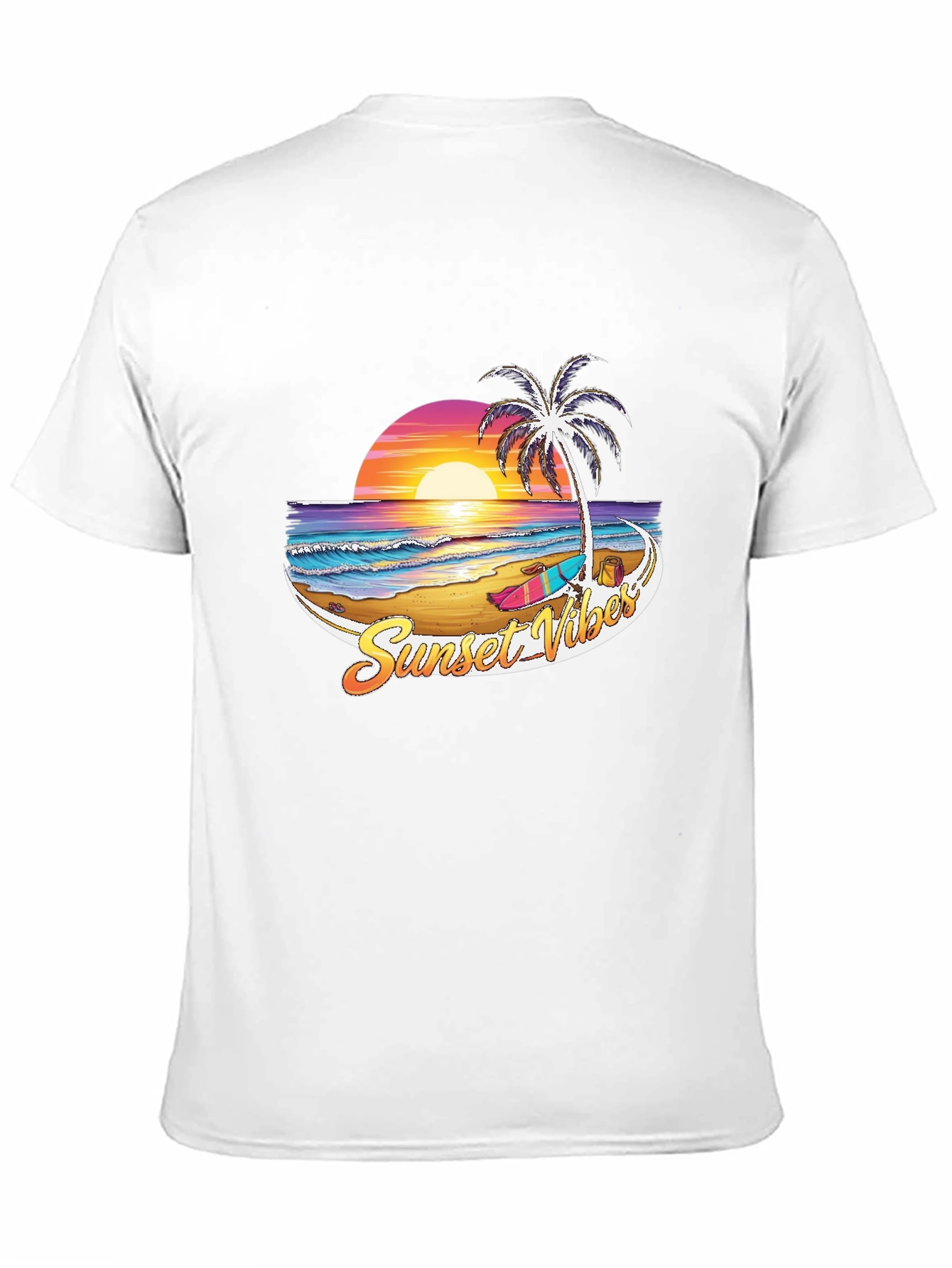 Sunset Vibes Graphic T-Shirt - Beach Palm Tree Design