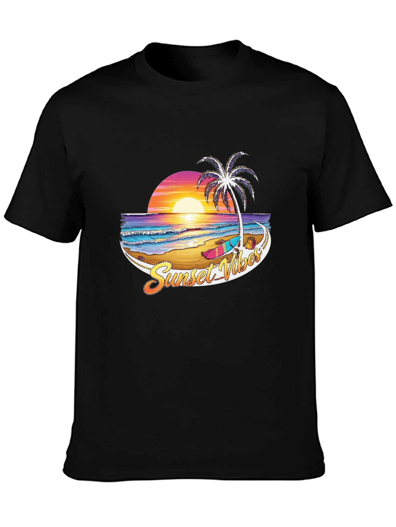 Sunset Vibes Graphic T-Shirt - Beach Palm Tree Design