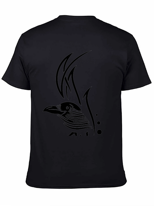 Raven Tribal Tattoo Black T-Shirt