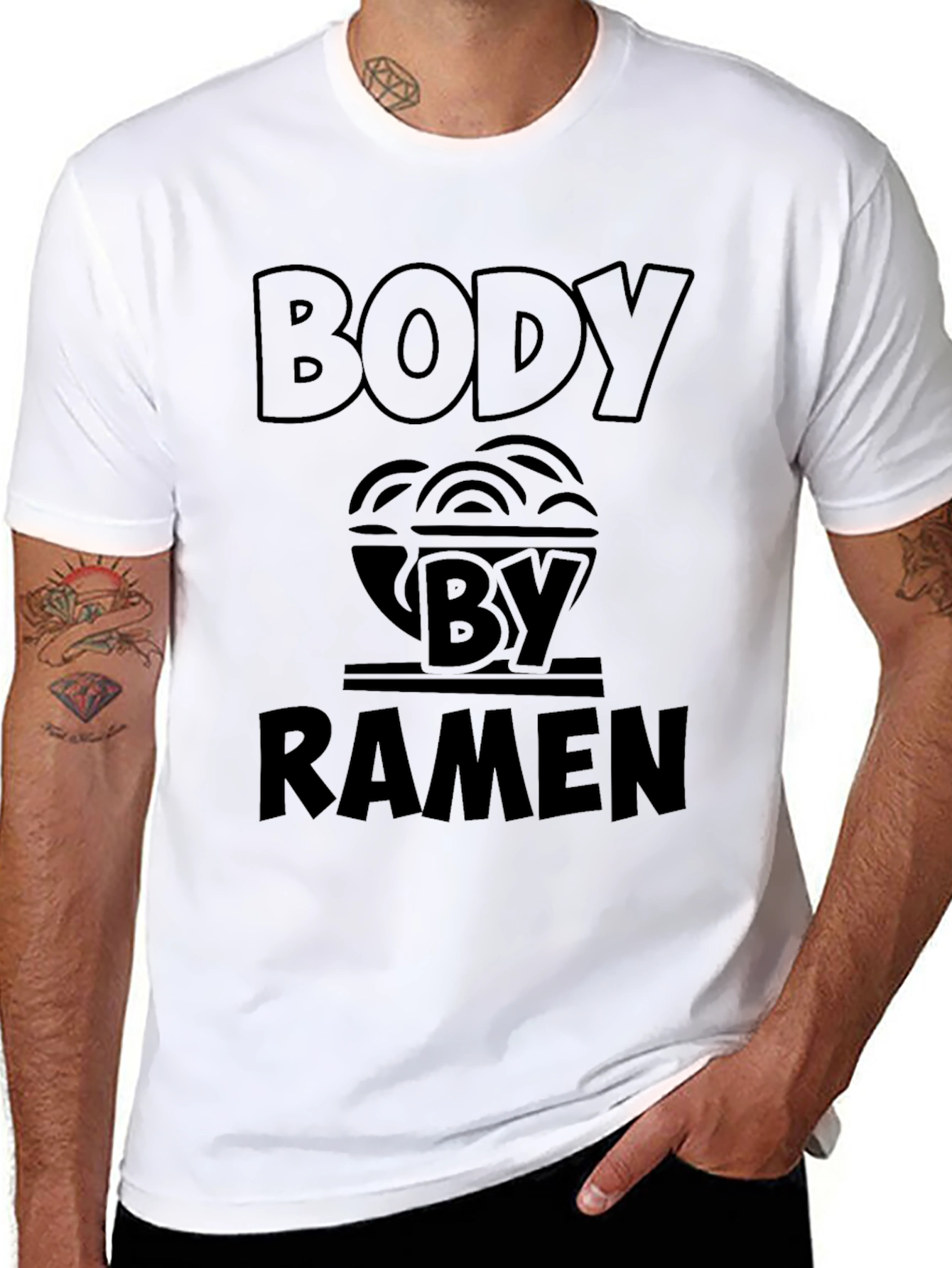 Body By Ramen Funny Graphic T-Shirt