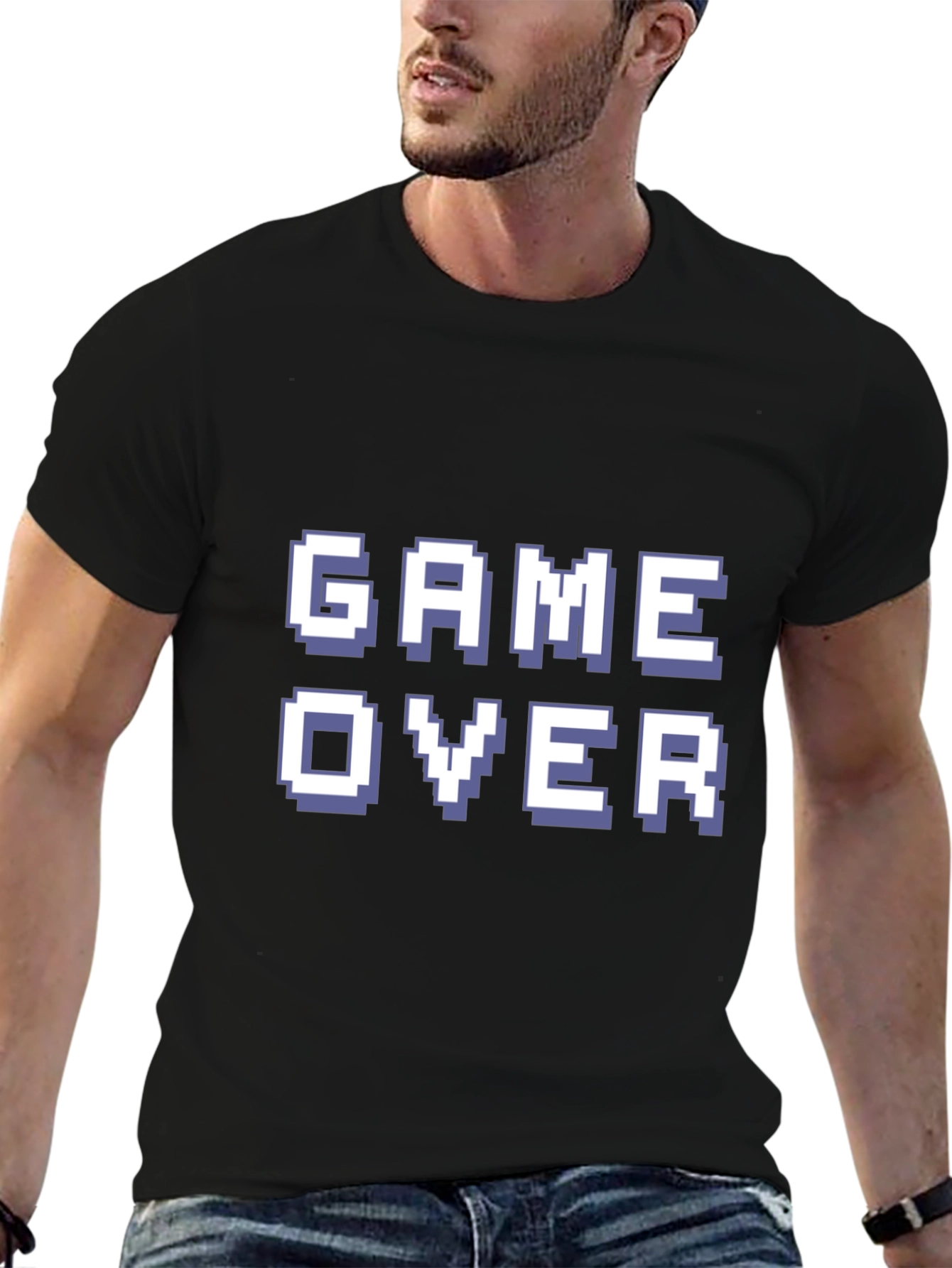 Game Over Pixel Art Black T-Shirt