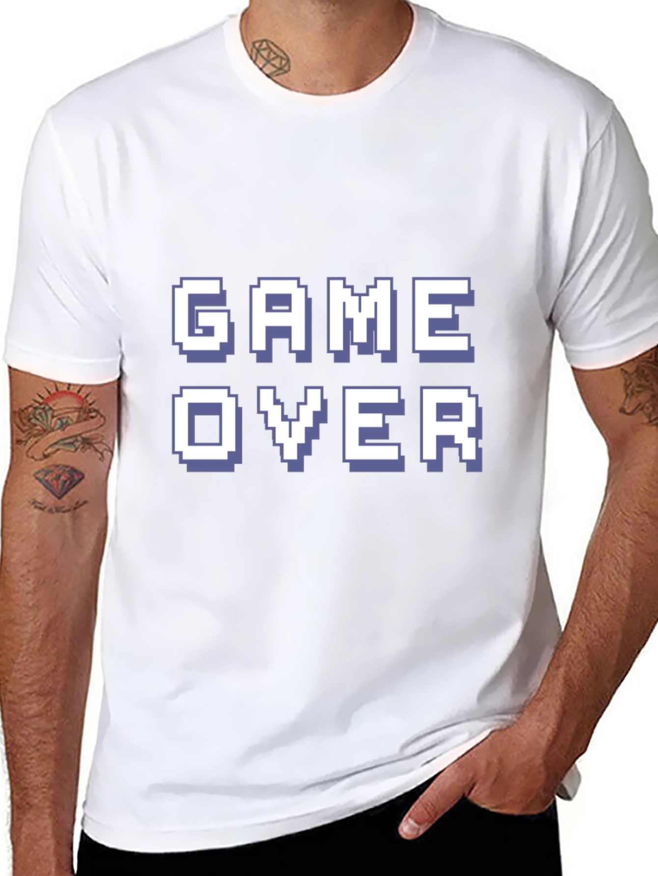 Game Over Pixel Art Black T-Shirt