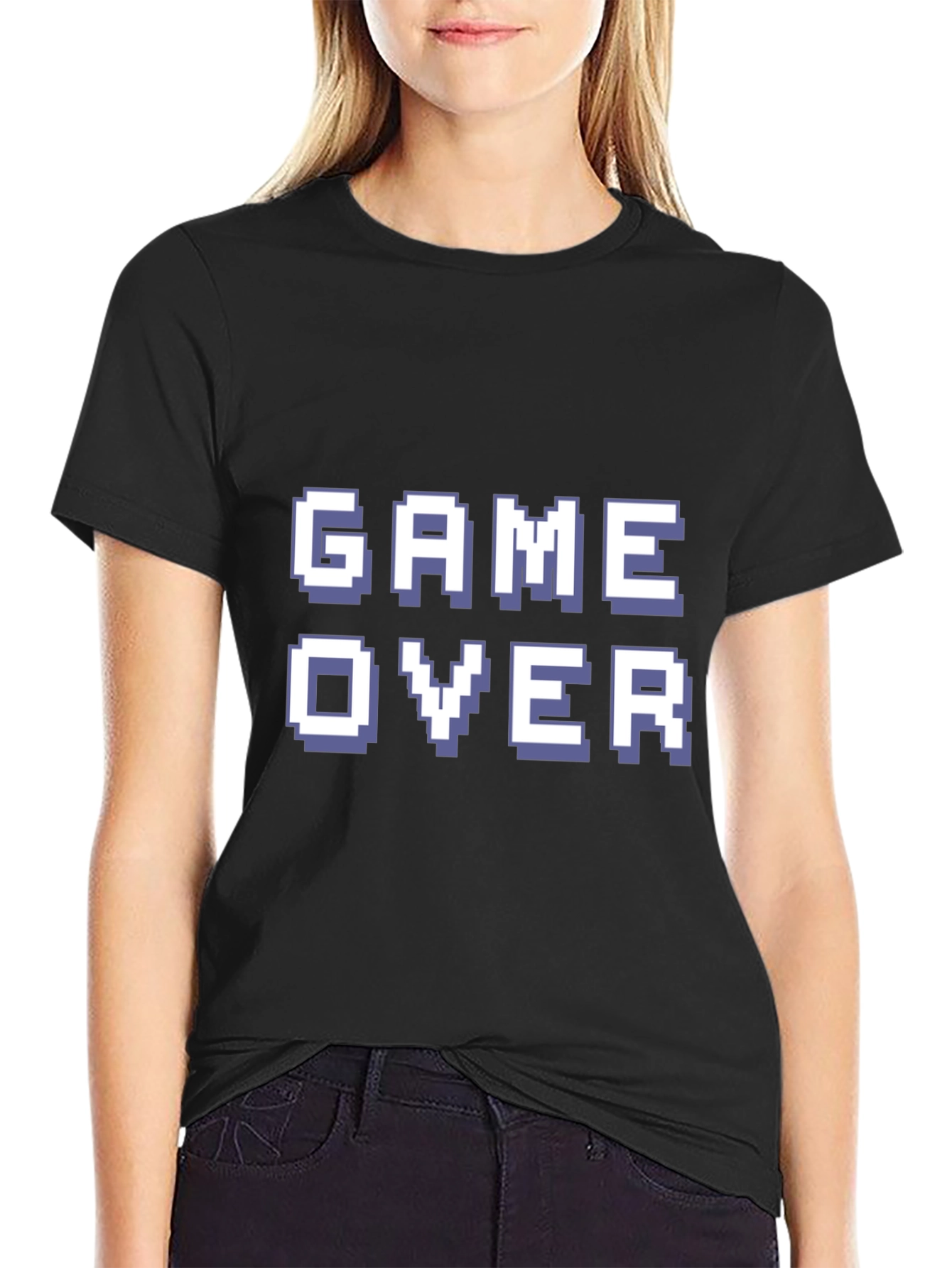 Game Over Pixel Art Black T-Shirt