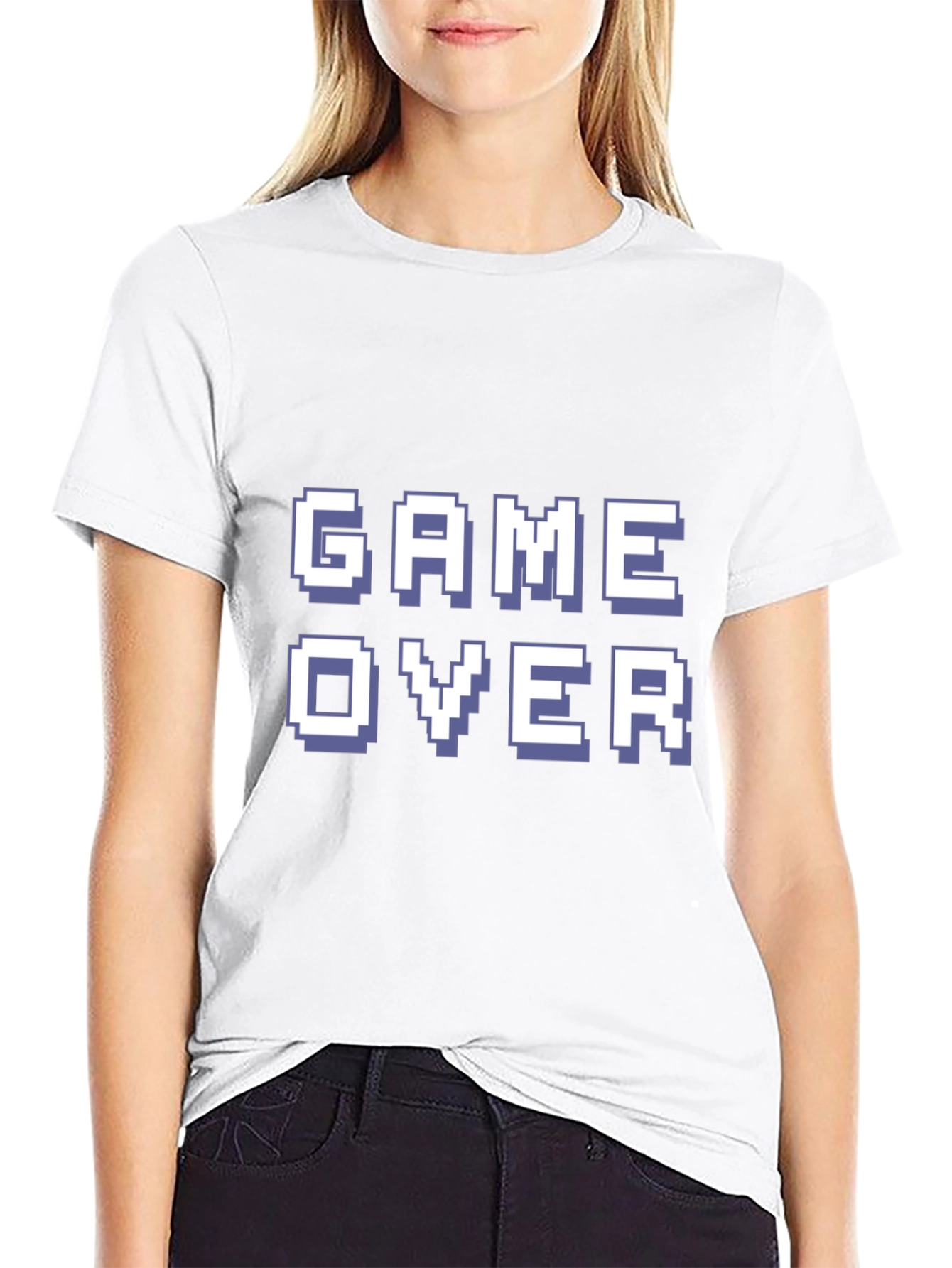 Game Over Pixel Art Black T-Shirt