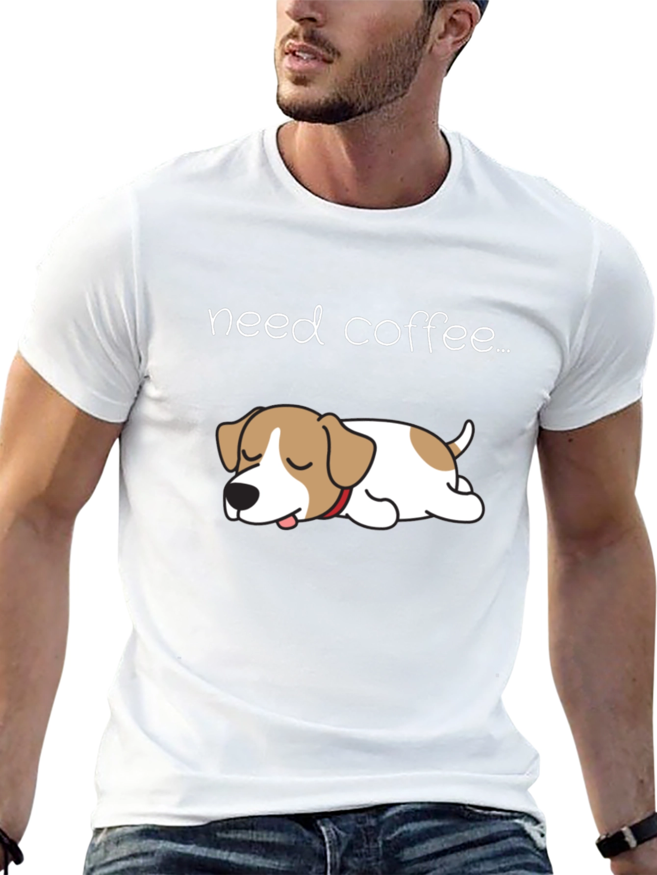 Need Coffee Dog T-Shirt - Cute Lazy Puppy Tee