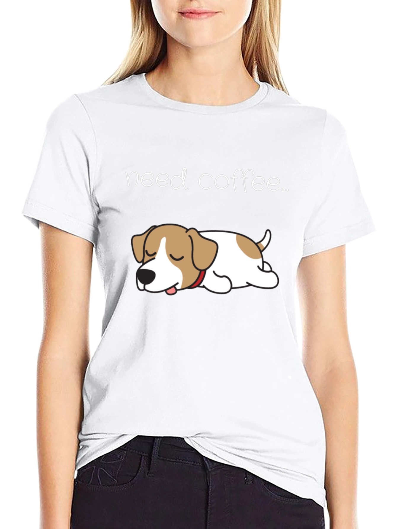 Need Coffee Dog T-Shirt - Cute Lazy Puppy Tee