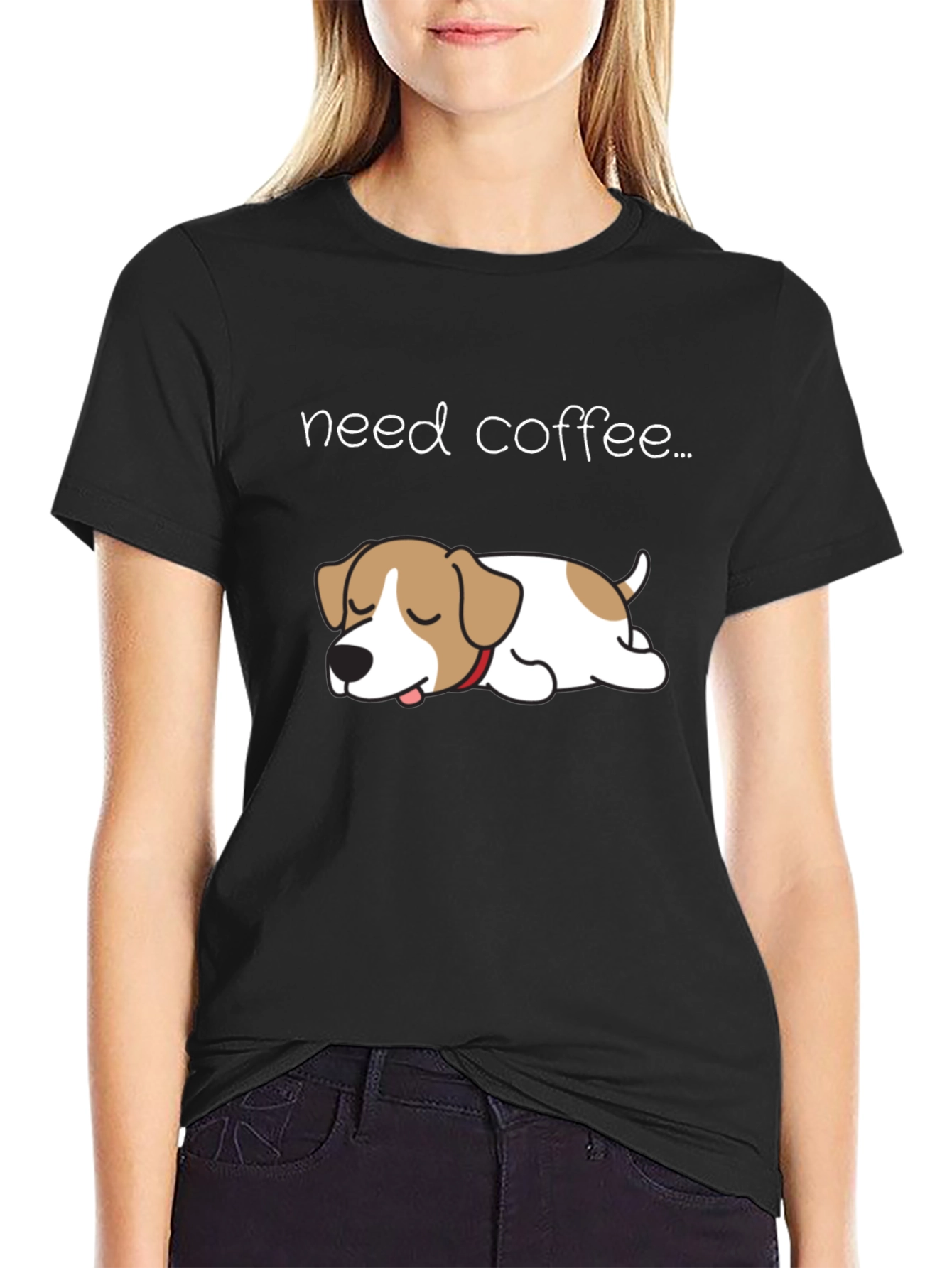 Need Coffee Dog T-Shirt - Cute Lazy Puppy Tee