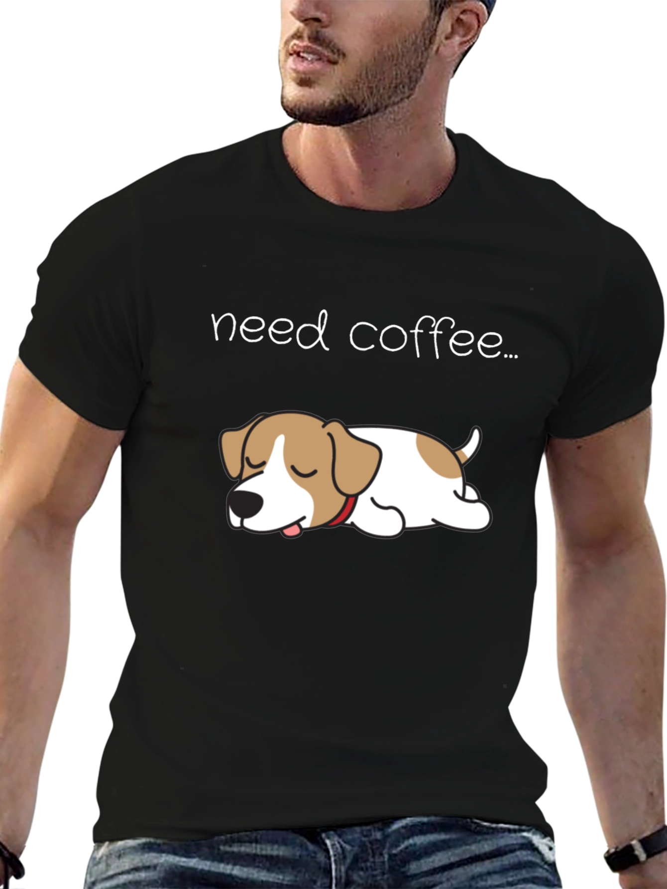 Need Coffee Dog T-Shirt - Cute Lazy Puppy Tee