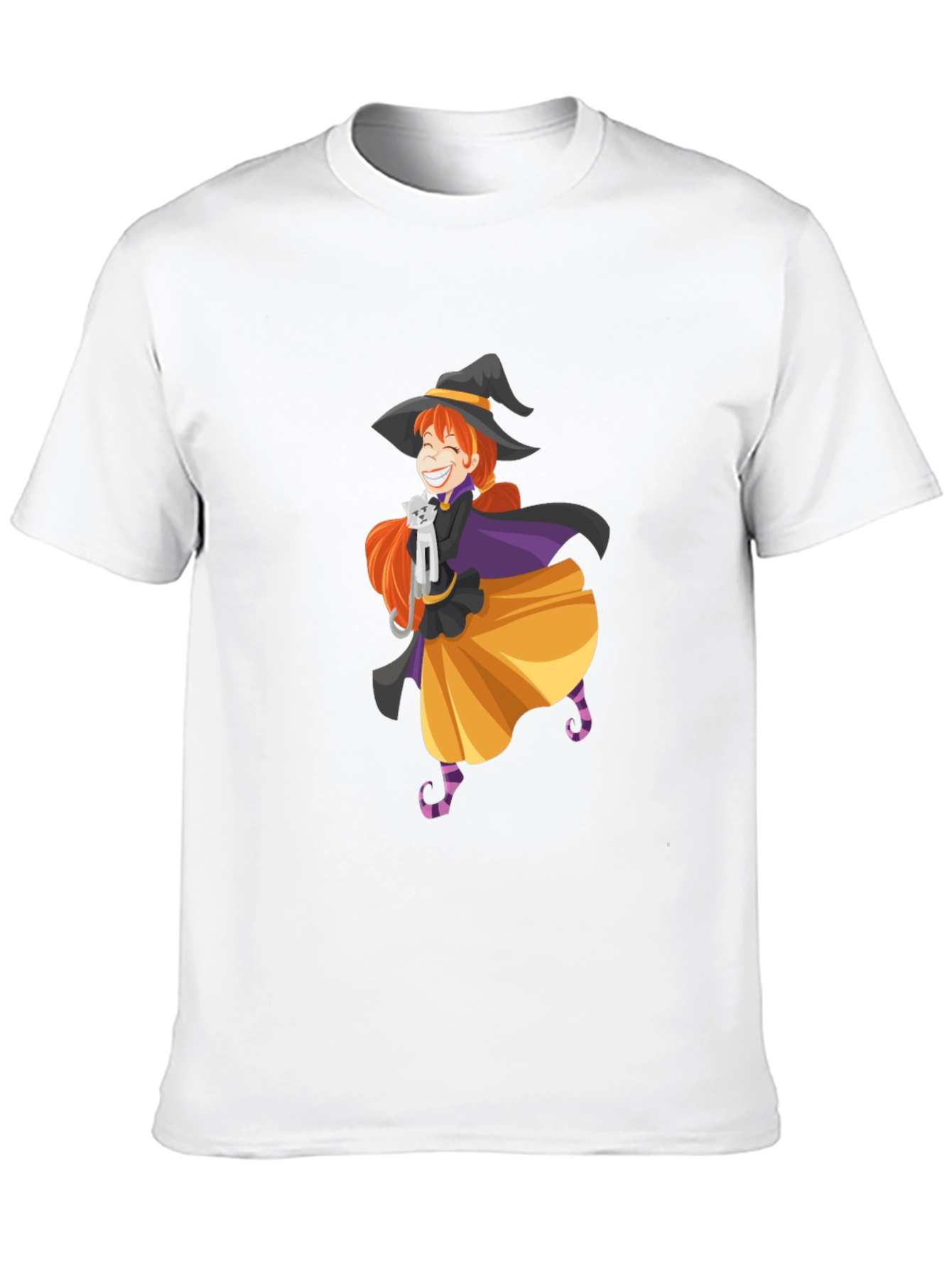 Whimsical Witch & Cat Graphic Tee