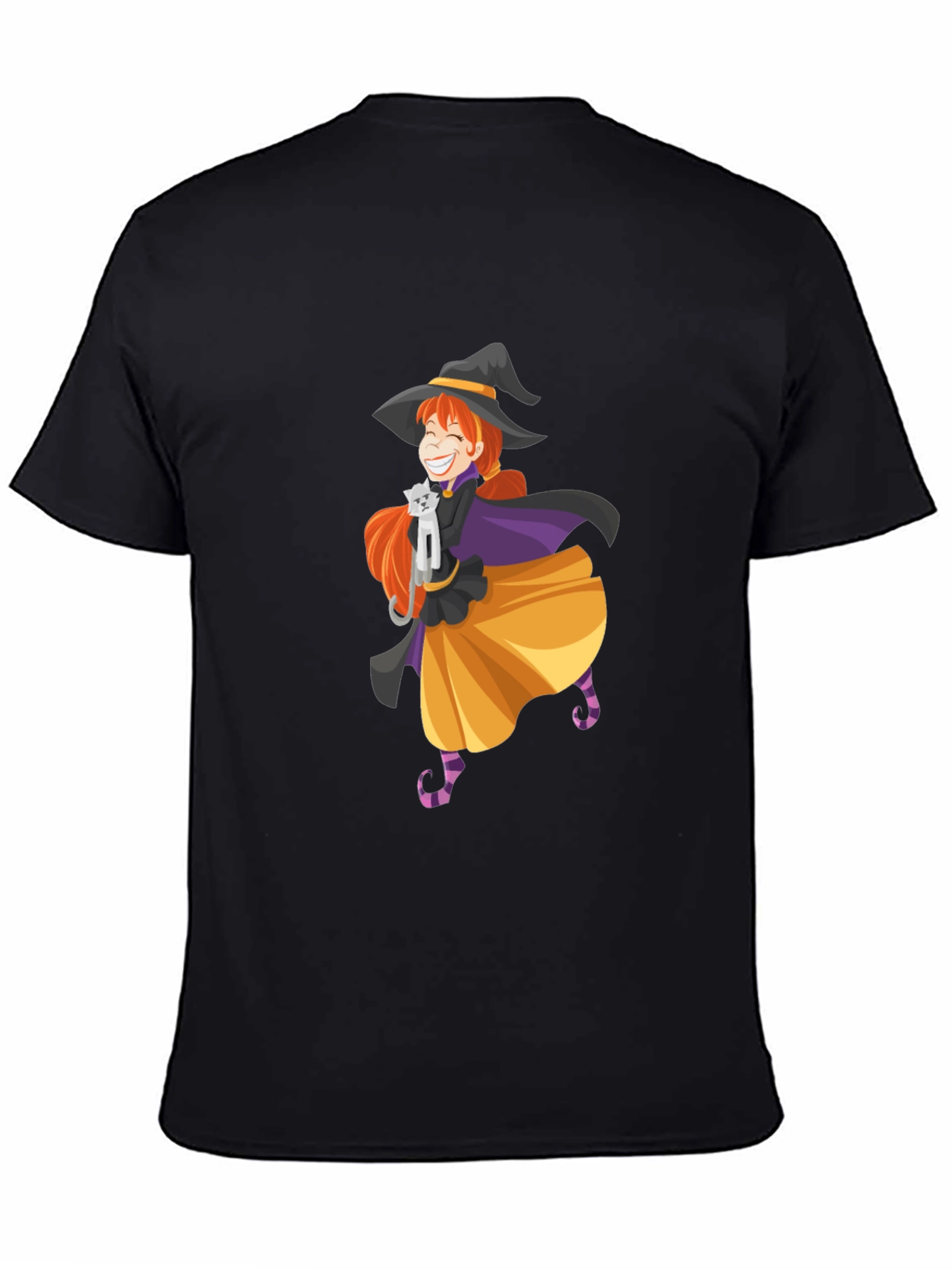 Whimsical Witch & Cat Graphic Tee