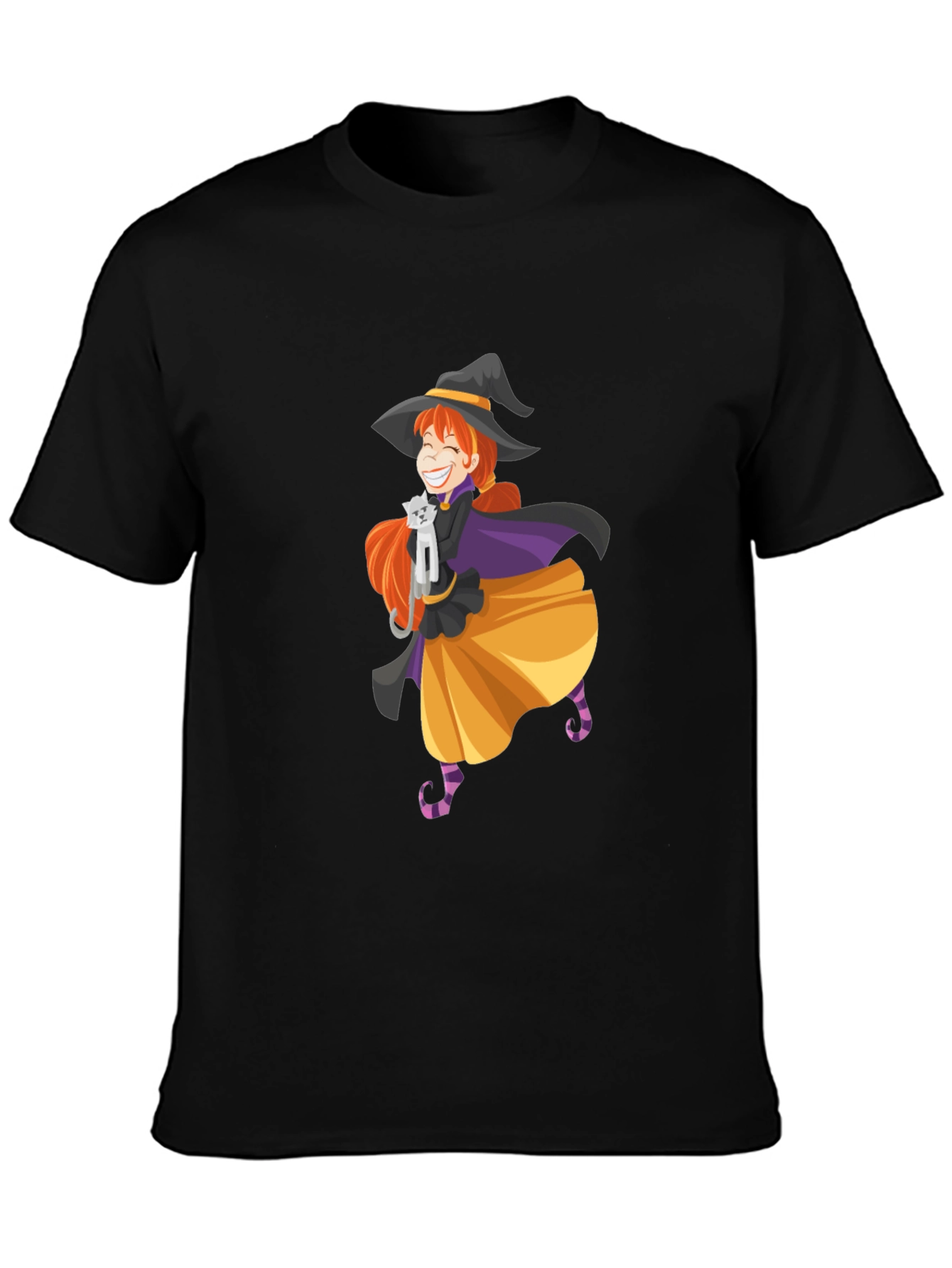 Whimsical Witch & Cat Graphic Tee