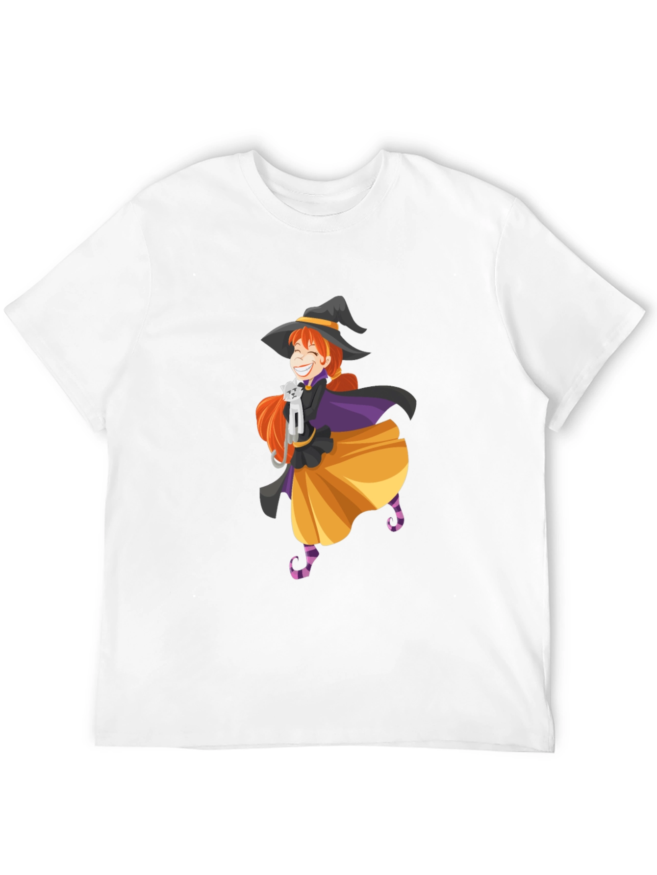 Whimsical Witch & Cat Graphic Tee