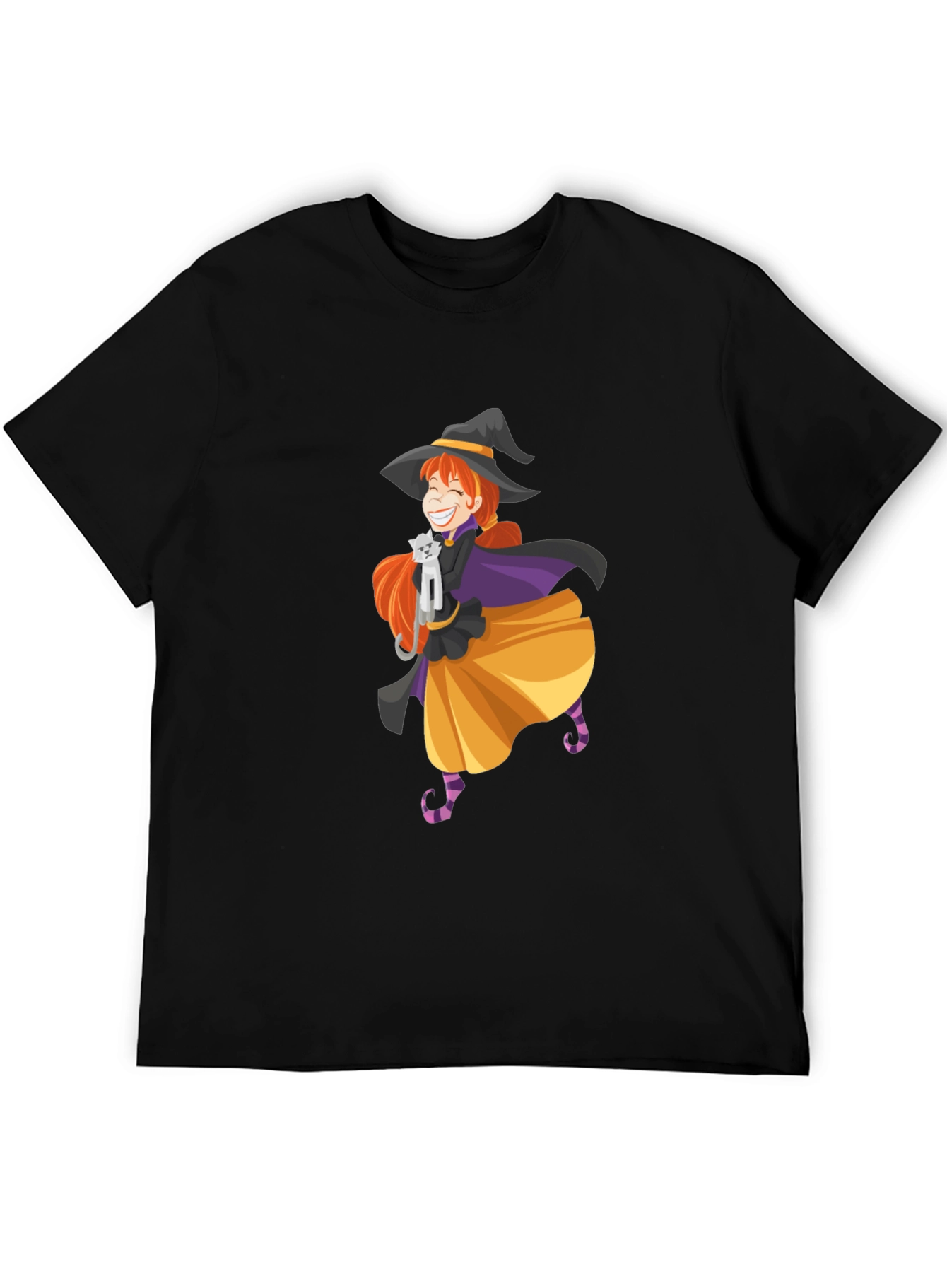 Whimsical Witch & Cat Graphic Tee