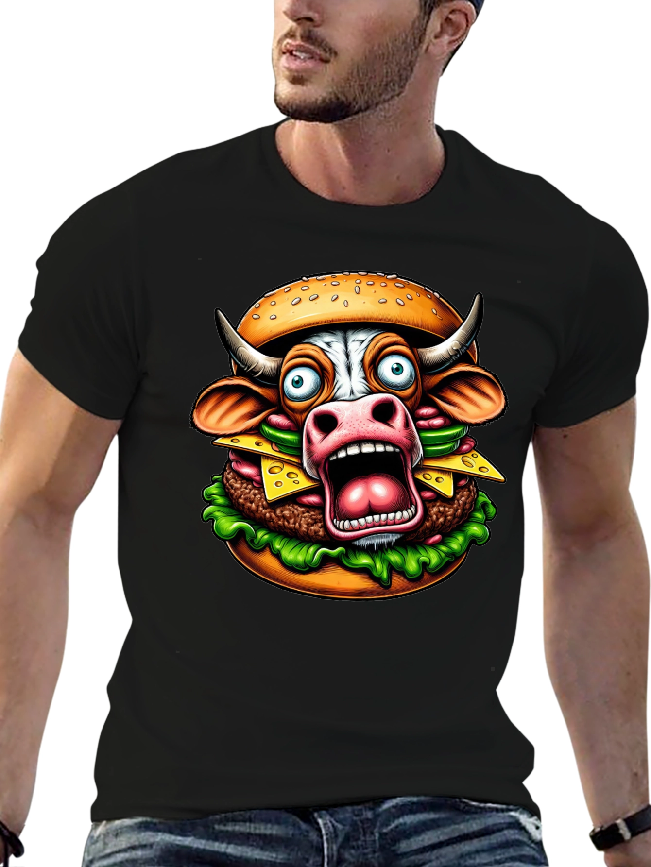 Cow Burger Graphic Tee - Funny Foodie T-Shirt