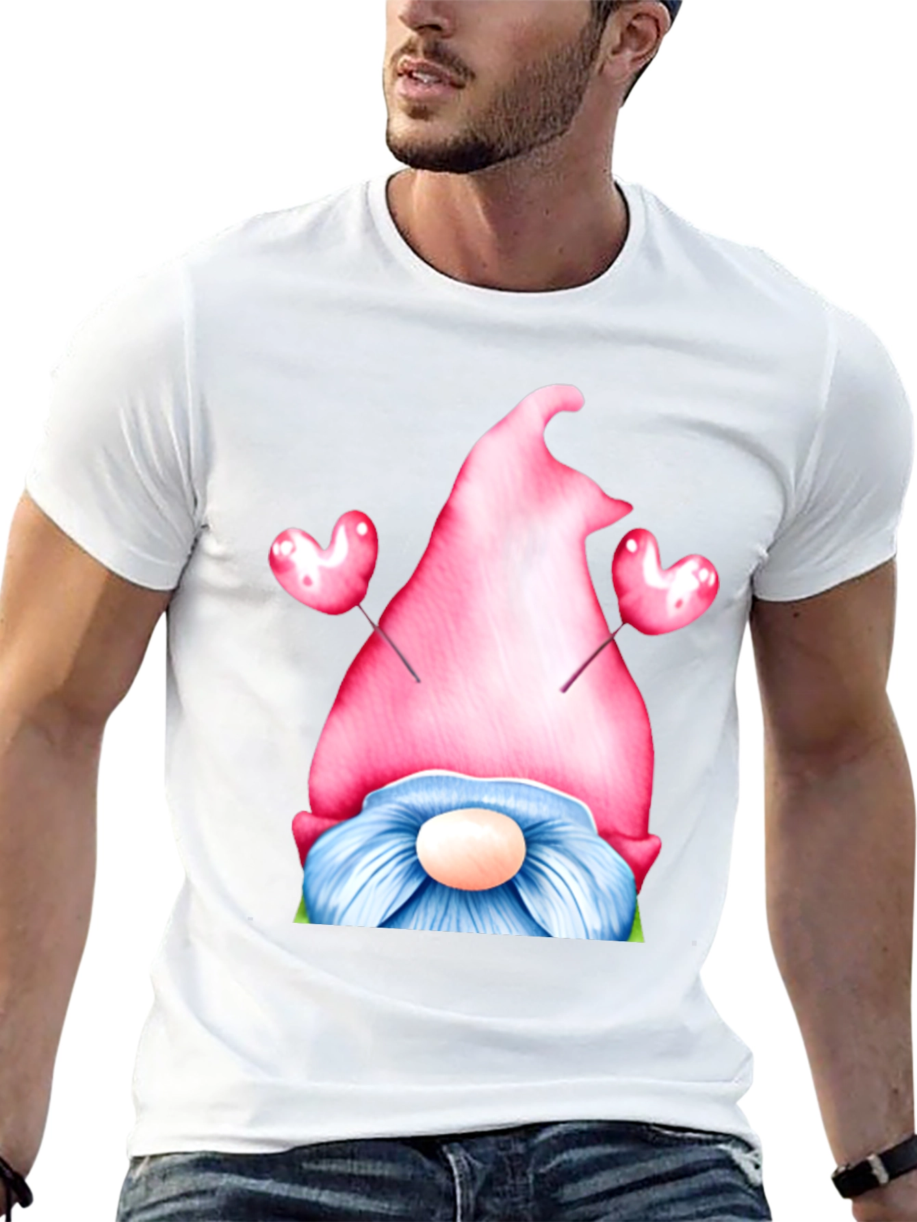 Valentine Gnome T-Shirt - Heart Balloons - Black