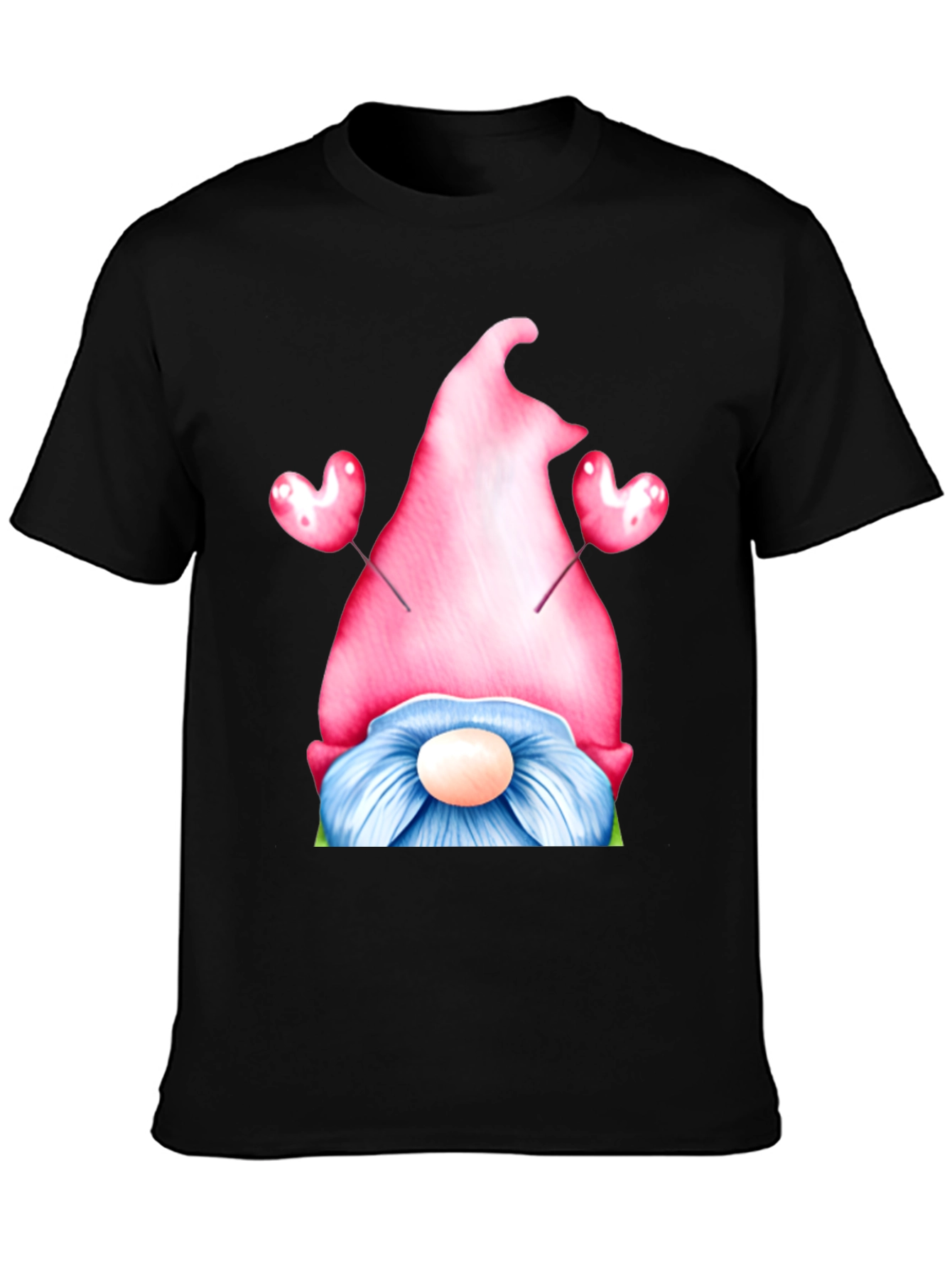 Valentine Gnome T-Shirt - Heart Balloons - Black