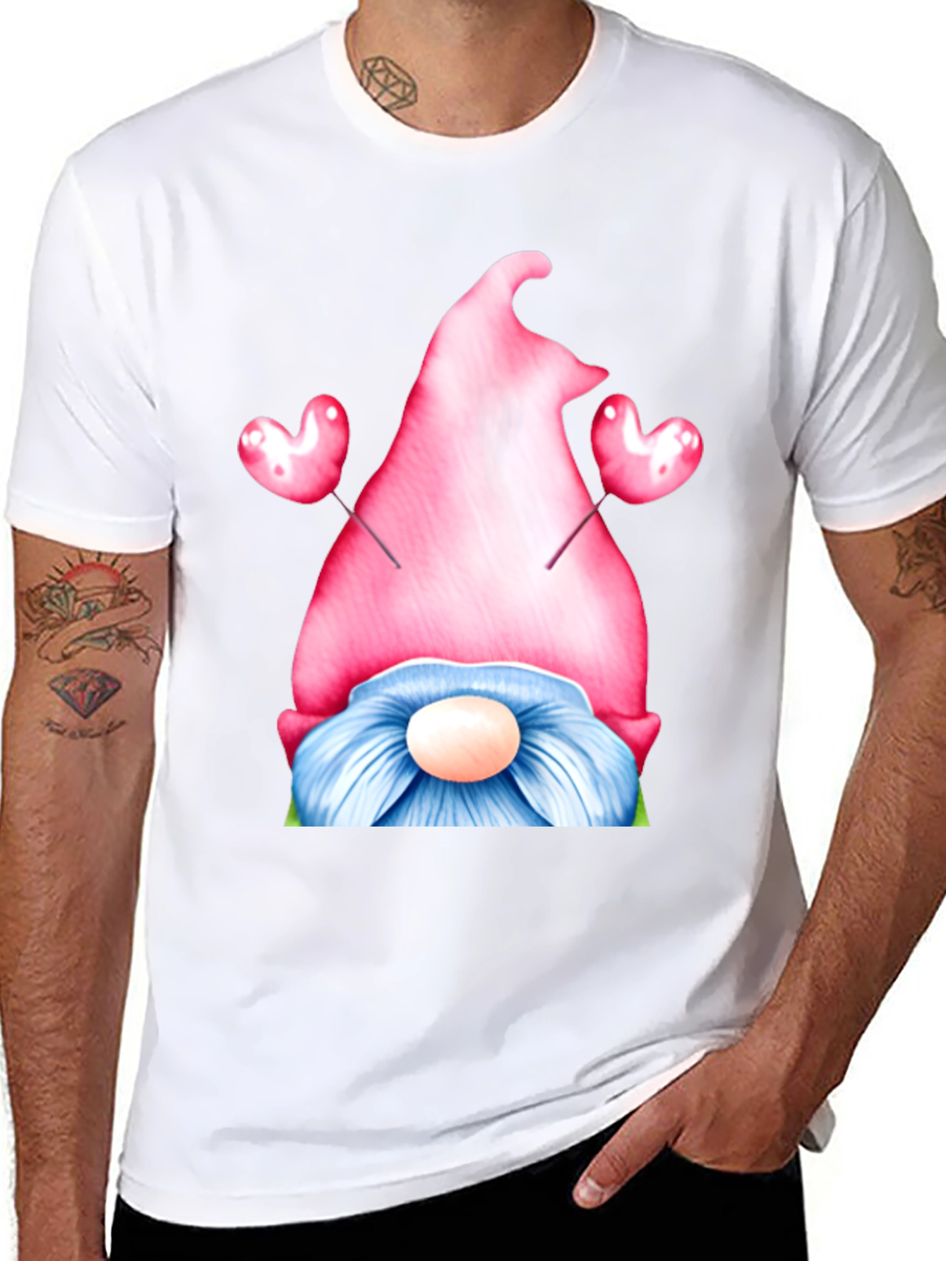 Valentine Gnome T-Shirt - Heart Balloons - Black