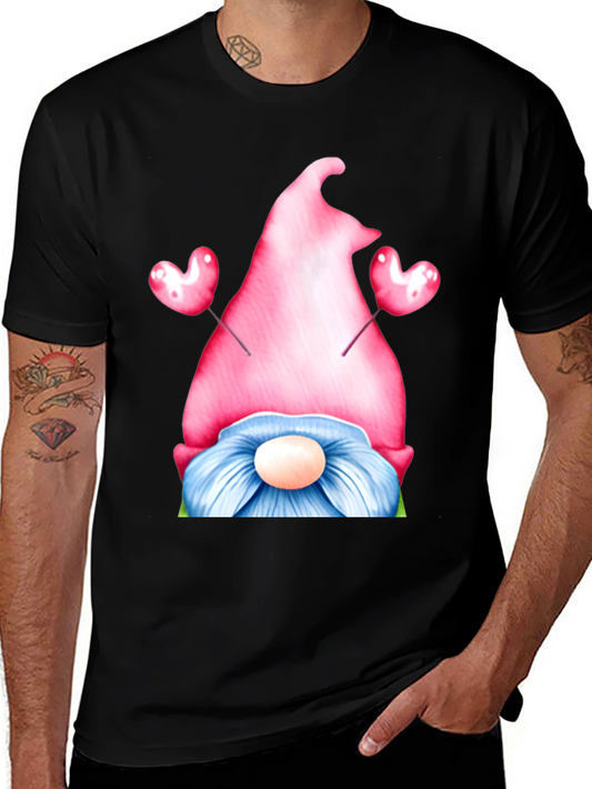Valentine Gnome T-Shirt - Heart Balloons - Black