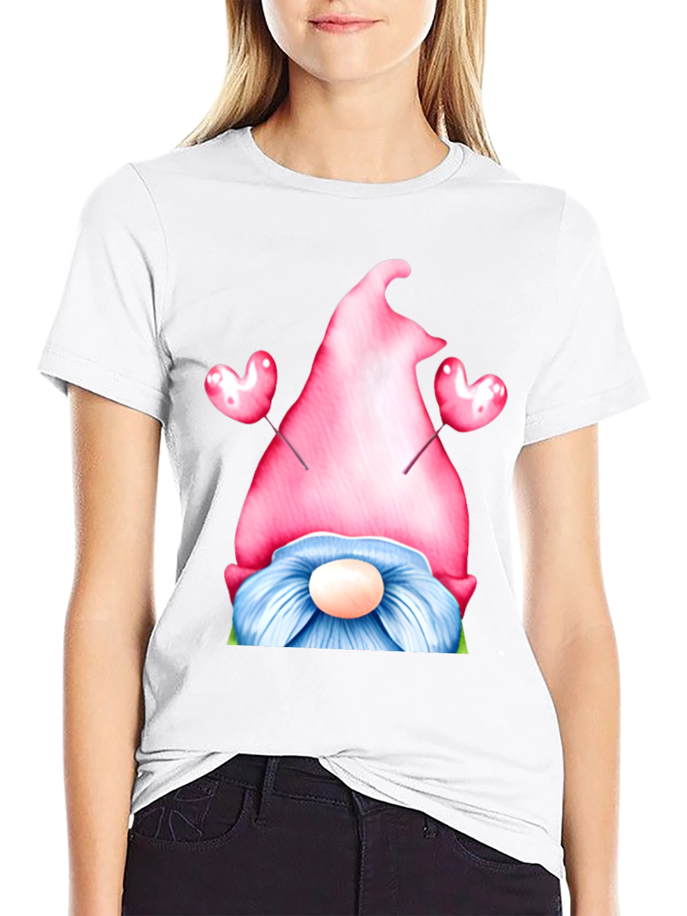 Valentine Gnome T-Shirt - Heart Balloons - Black