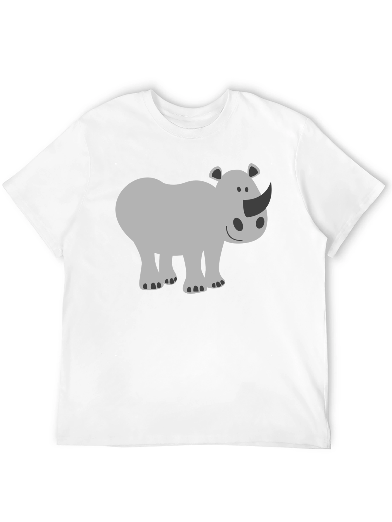 Cute Rhino Graphic Tee - Black Cotton T-Shirt