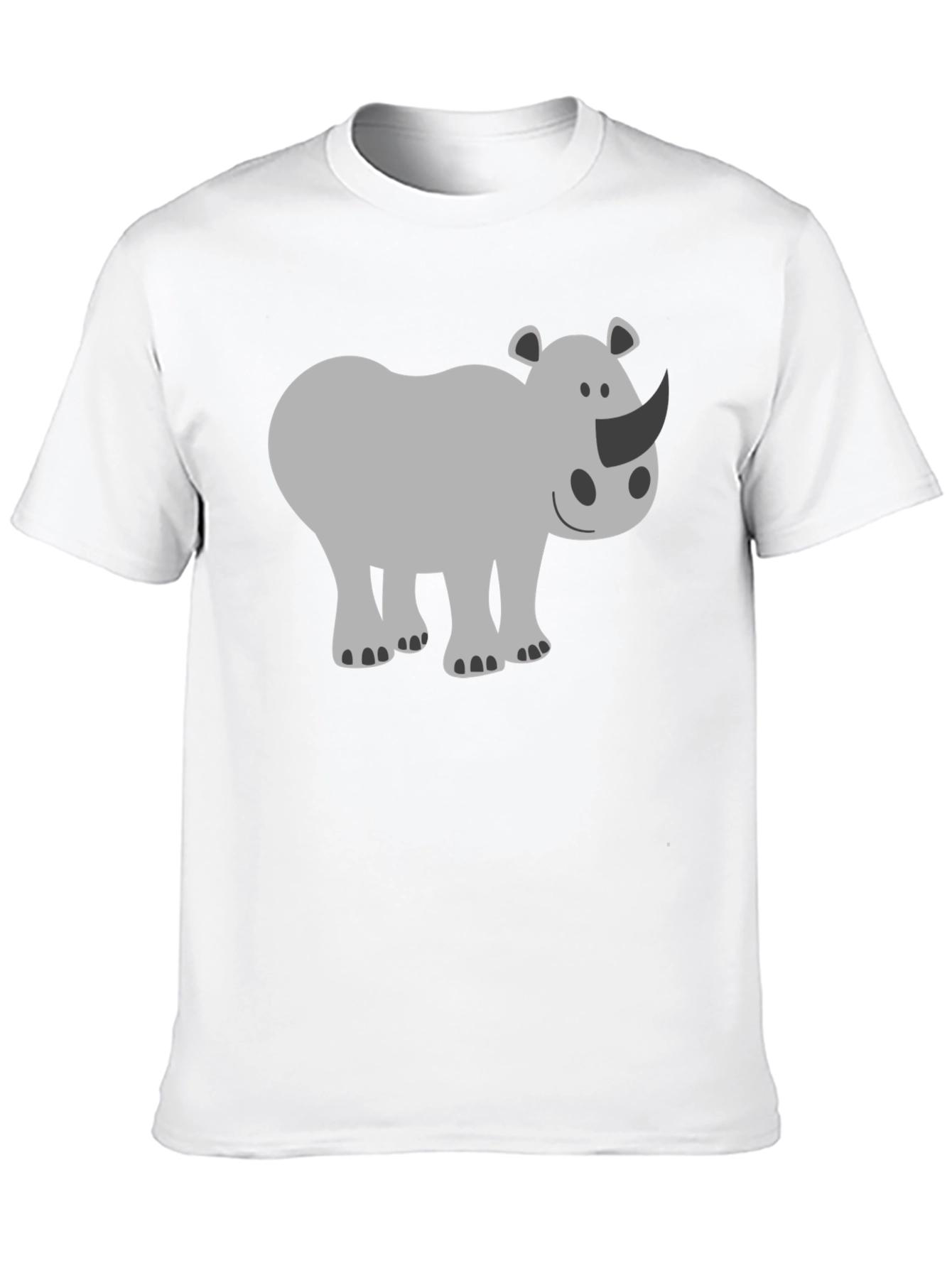 Cute Rhino Graphic Tee - Black Cotton T-Shirt