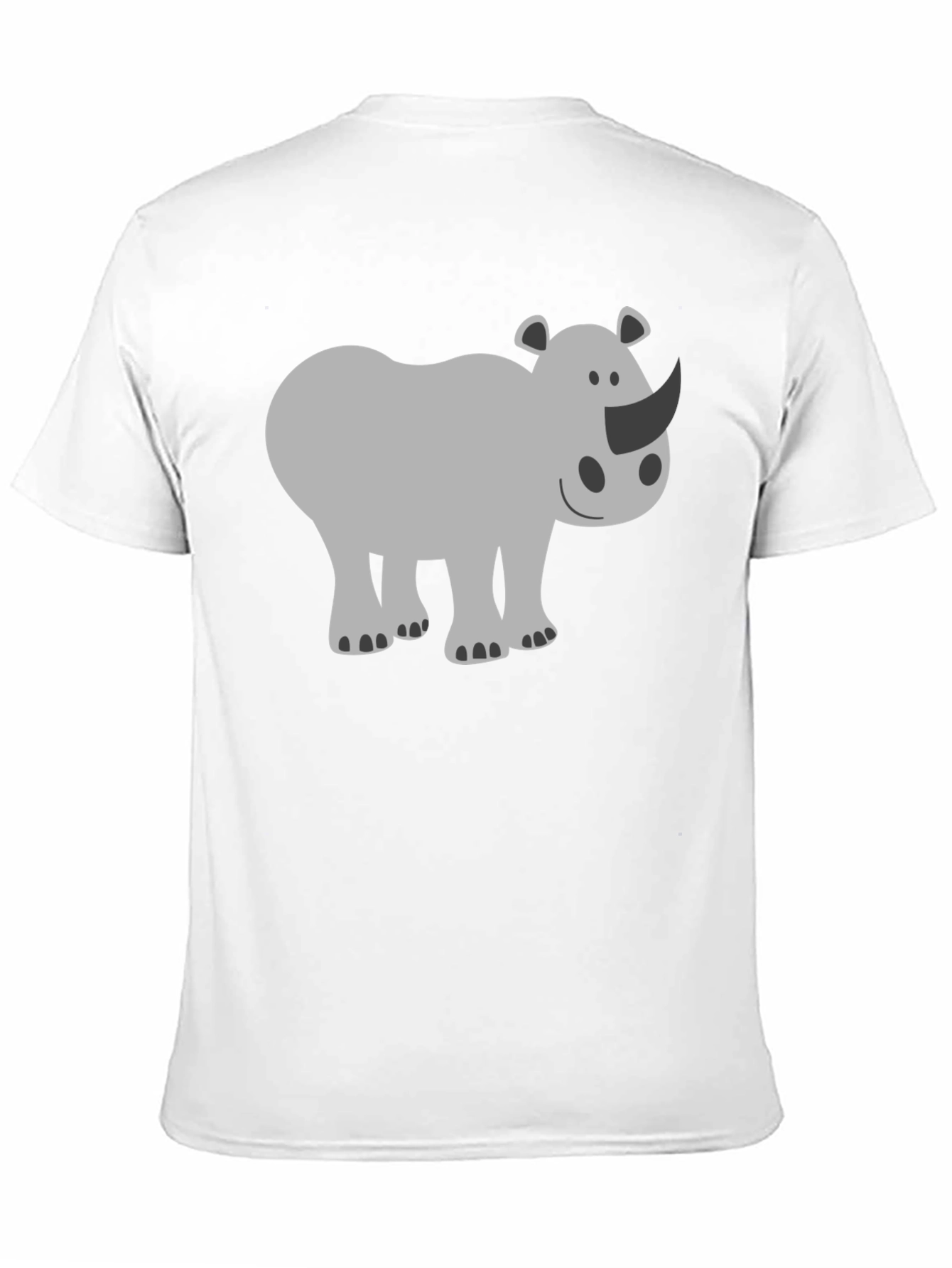 Cute Rhino Graphic Tee - Black Cotton T-Shirt
