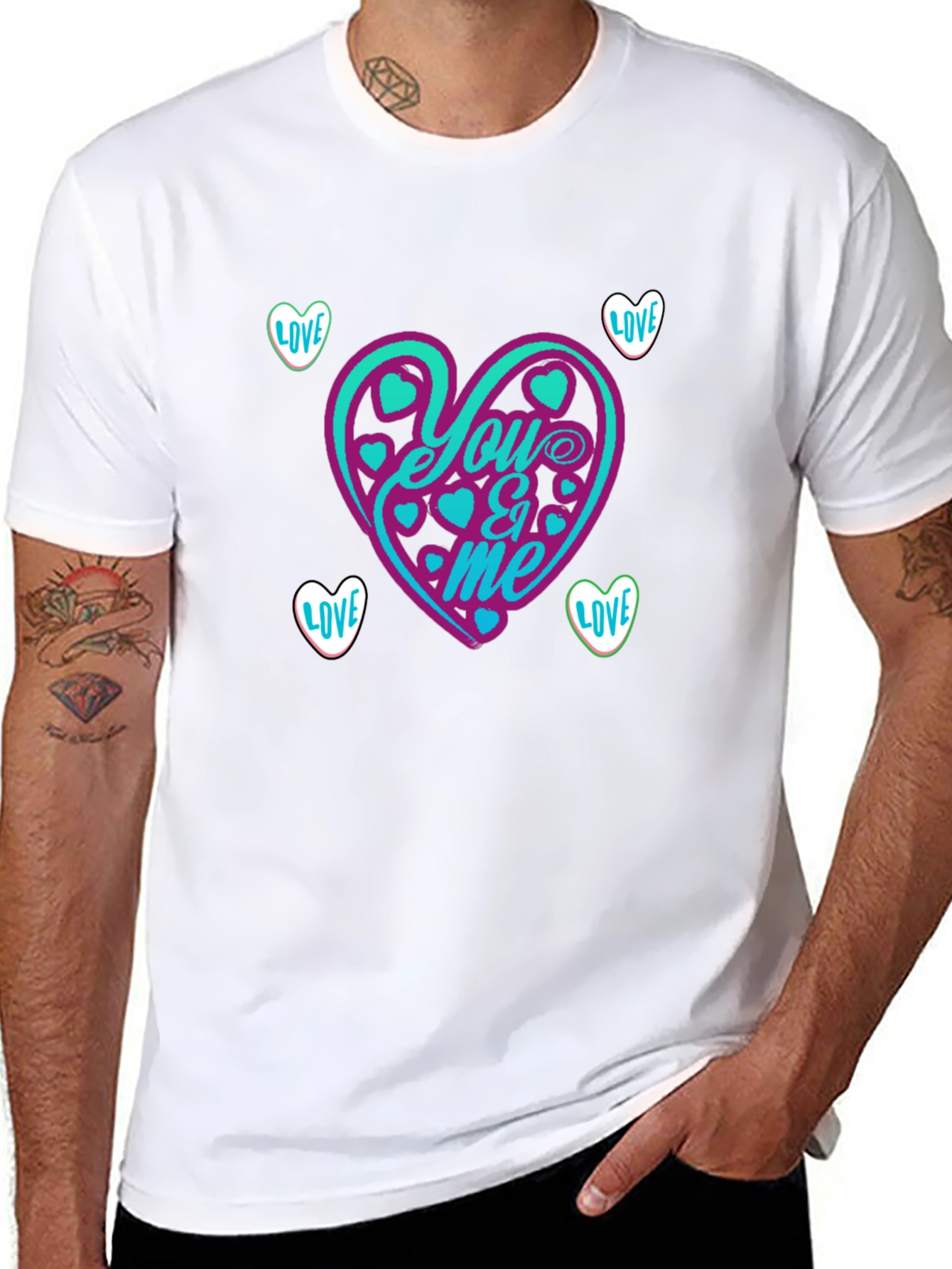 You & Me Heart Graphic Tee - Black