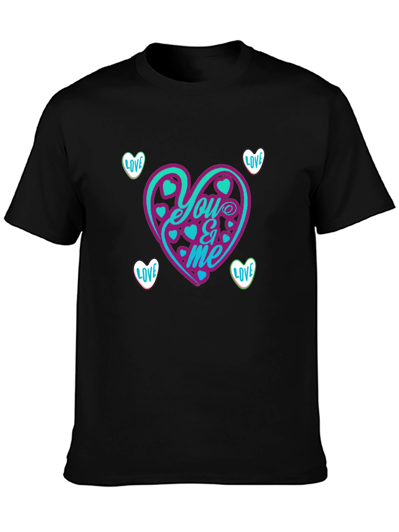 You & Me Heart Graphic Tee - Black