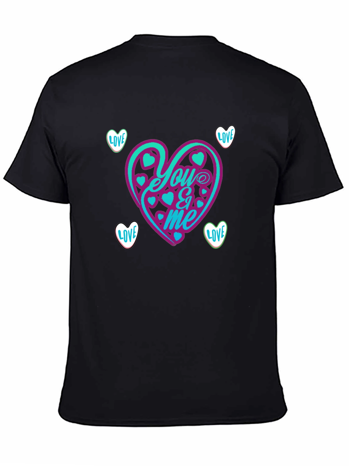 You & Me Heart Graphic Tee - Black