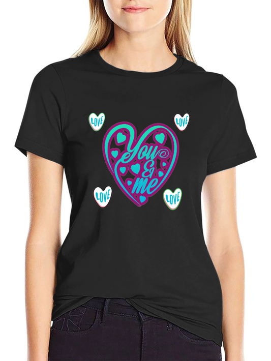 You & Me Heart Graphic Tee - Black