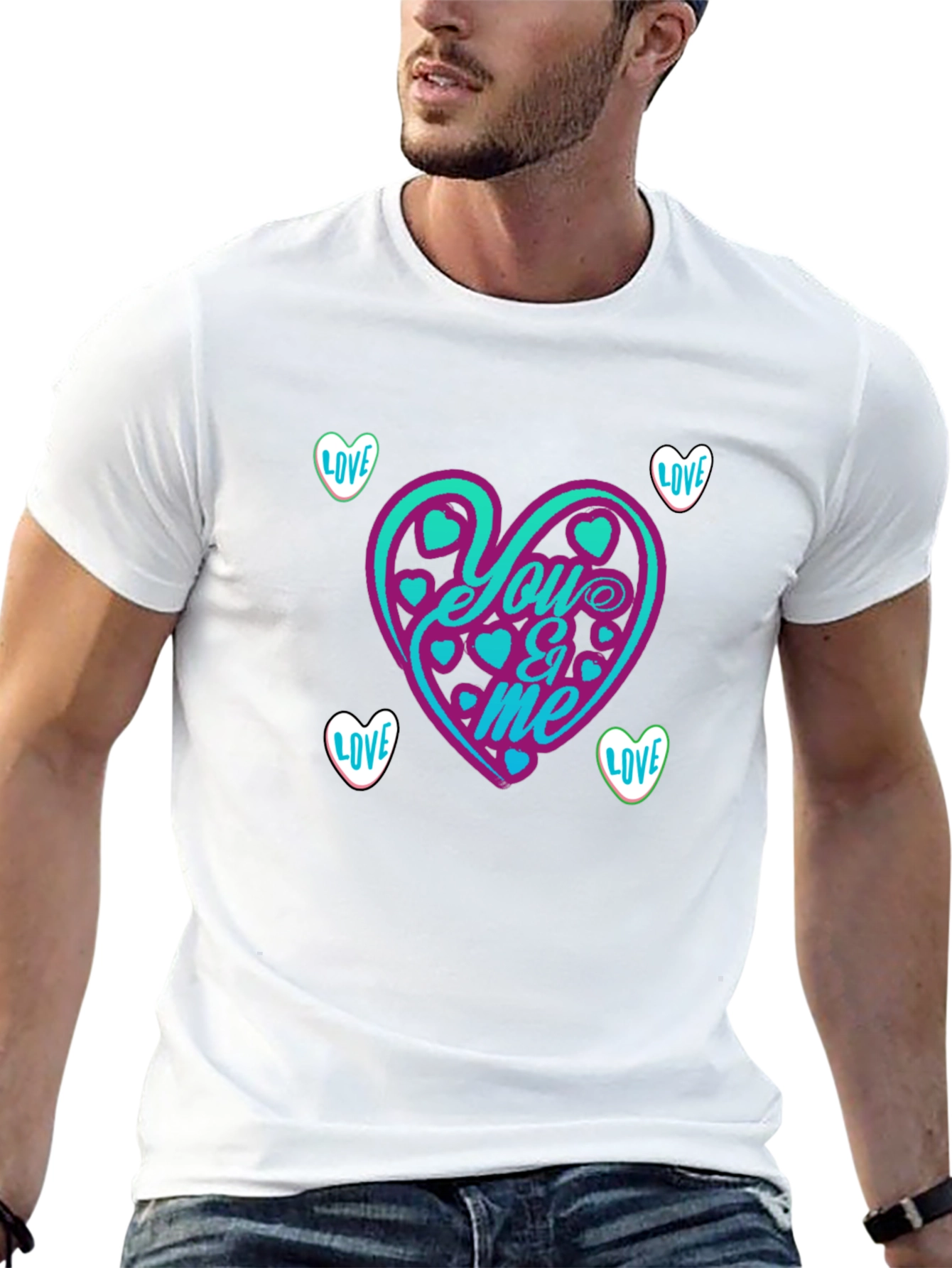 You & Me Heart Graphic Tee - Black