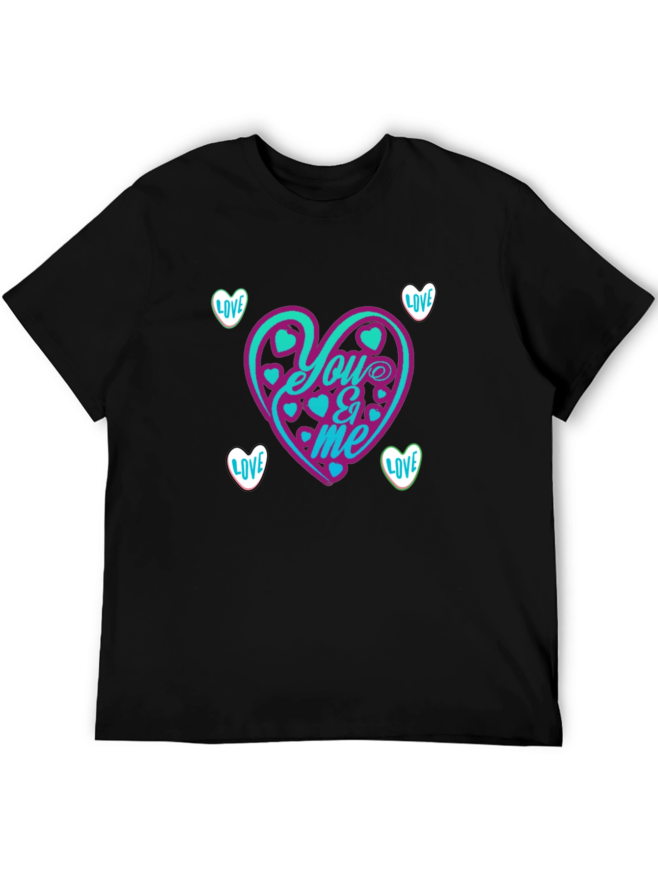 You & Me Heart Graphic Tee - Black