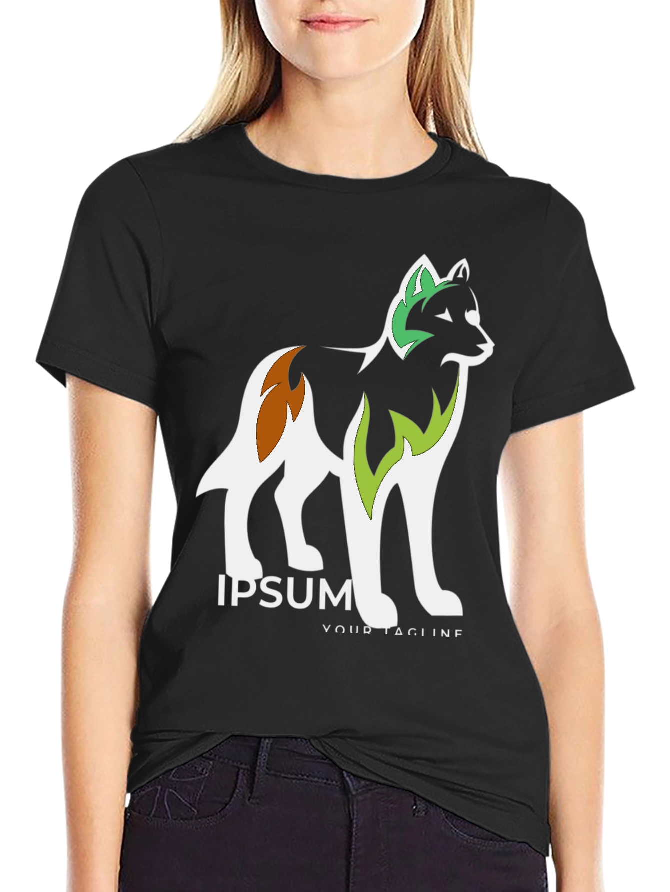 Black Graphic Tee - Artistic Dog Design