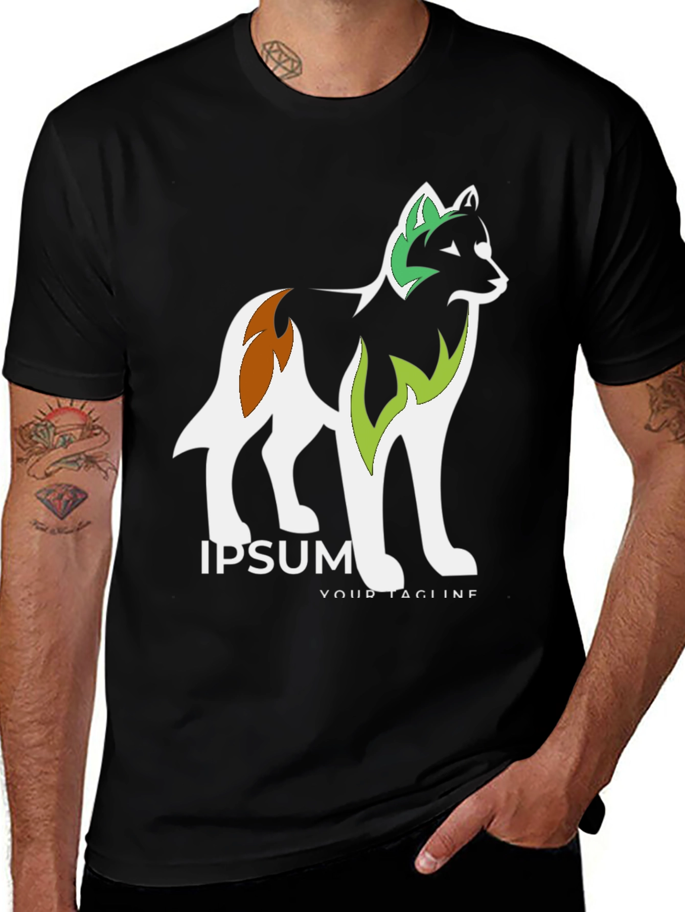 Black Graphic Tee - Artistic Dog Design